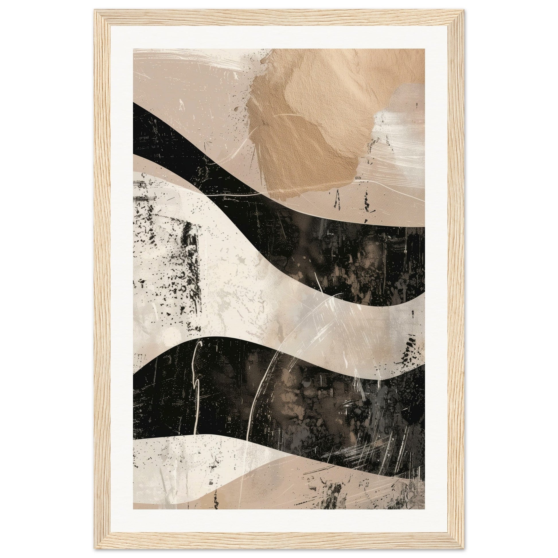 Affiche Abstrait Taupe Beige ( 30x45-cm-Bois-clair)