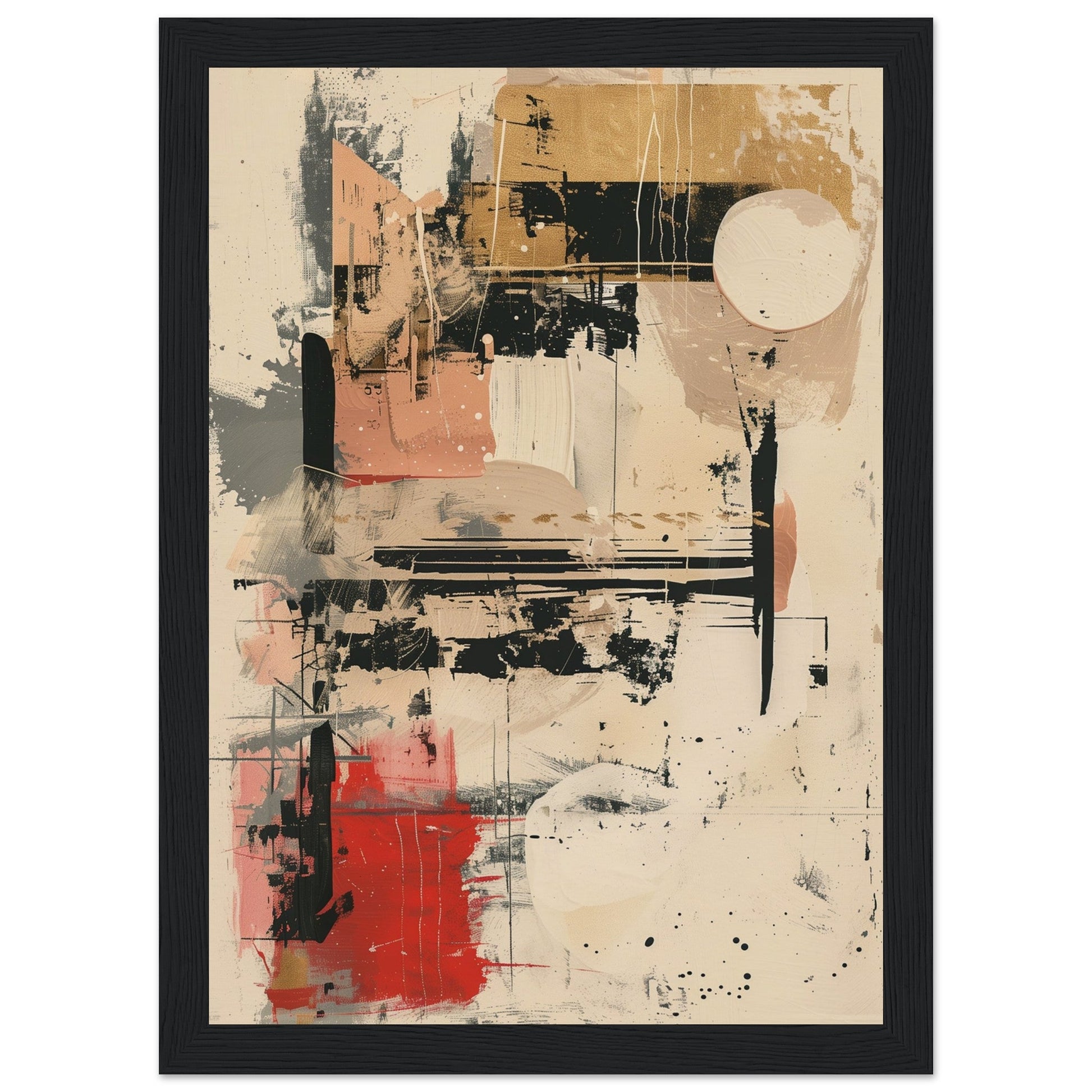 Affiche Abstraite Beige ( 21x29.7-cm-Bois-noir)