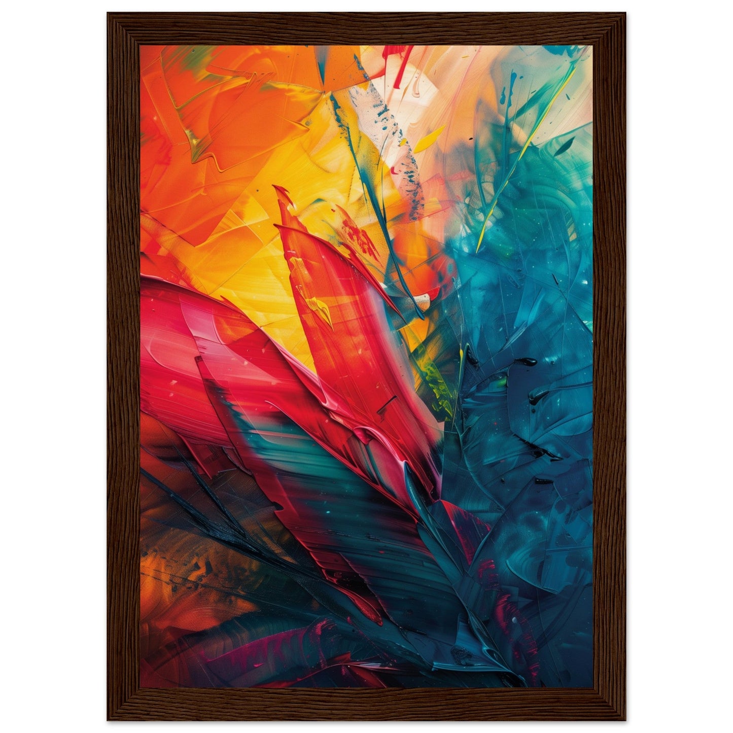 Affiche Abstraite Colorée ( 21x29.7-cm-Bois-foncé)