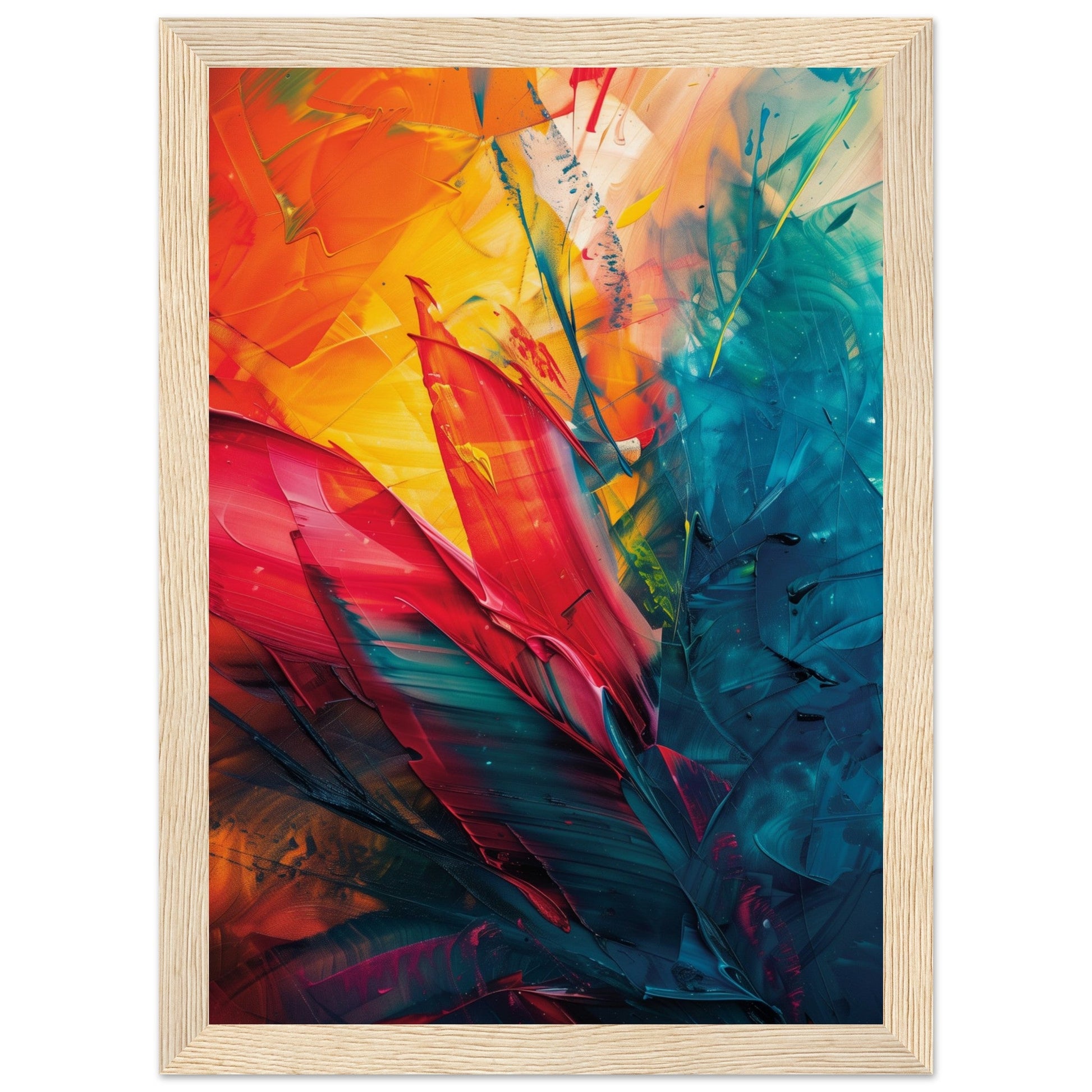 Affiche Abstraite Colorée ( 21x29.7-cm-Bois-clair)