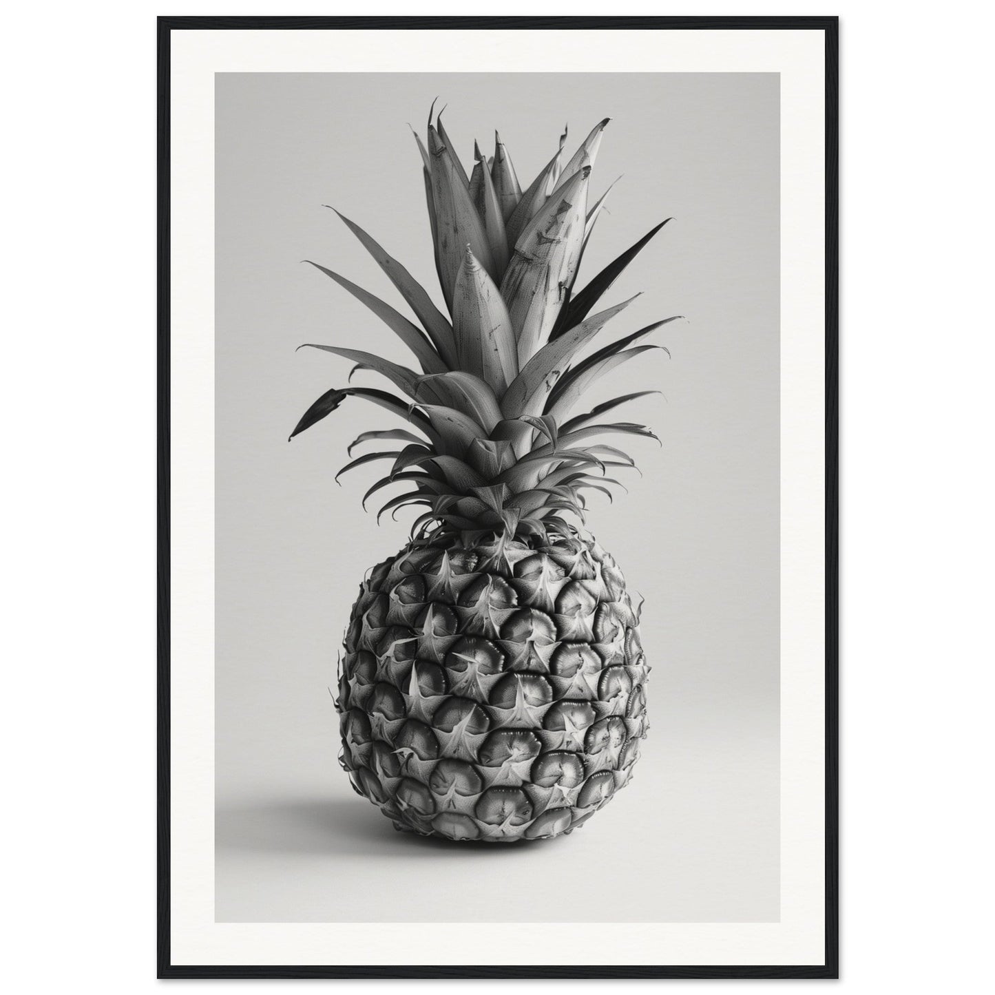 Affiche Ananas Noir et Blanc ( 70x100-cm-Bois-noir)