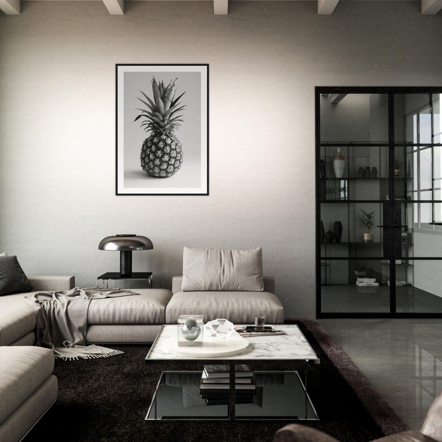 Affiche Ananas Noir et Blanc ( )