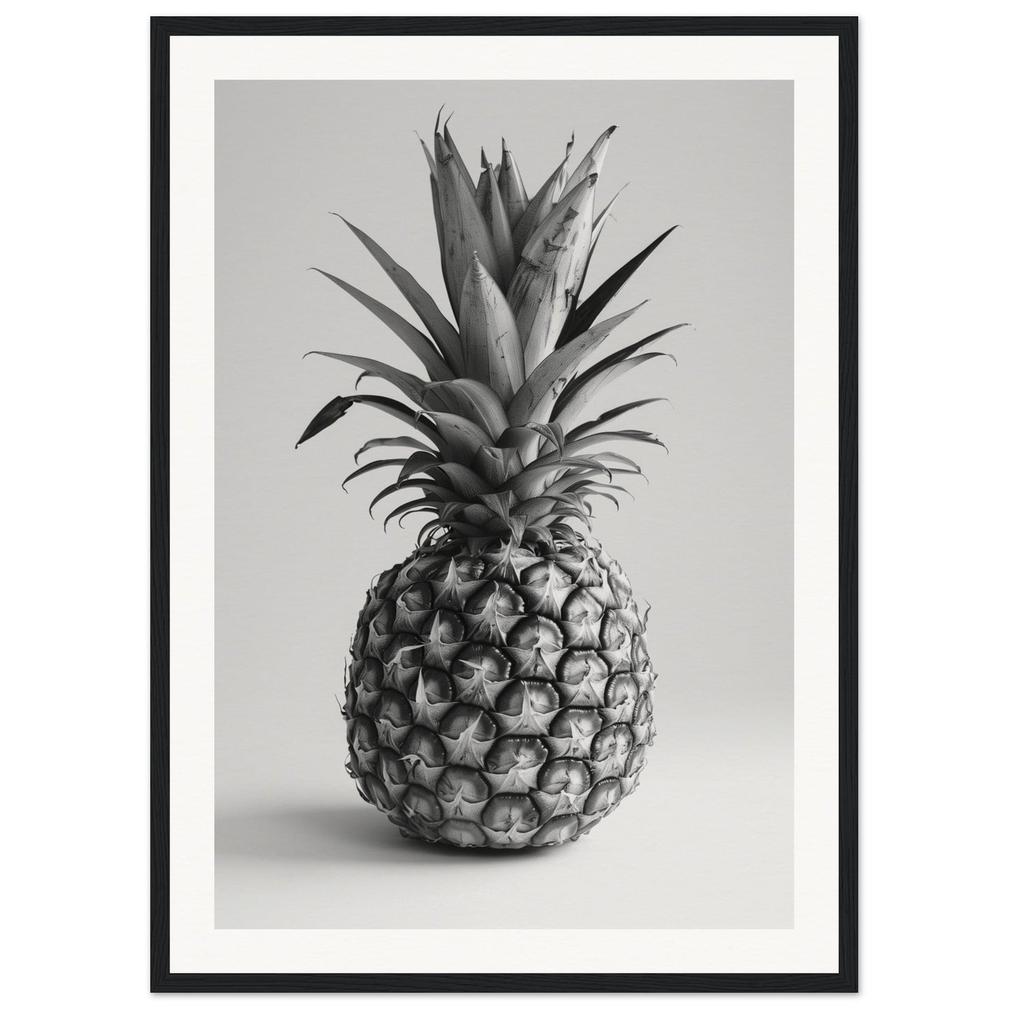 Affiche Ananas Noir et Blanc ( 50x70-cm-Bois-noir)