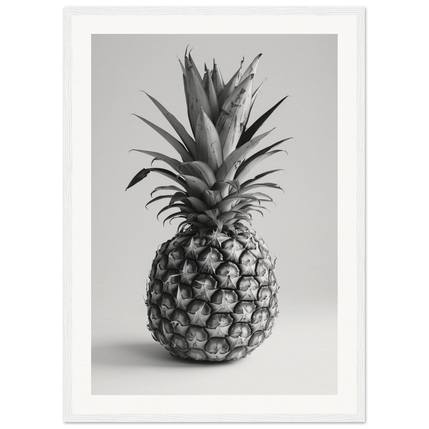 Affiche Ananas Noir et Blanc ( 50x70-cm-Bois-blanc)