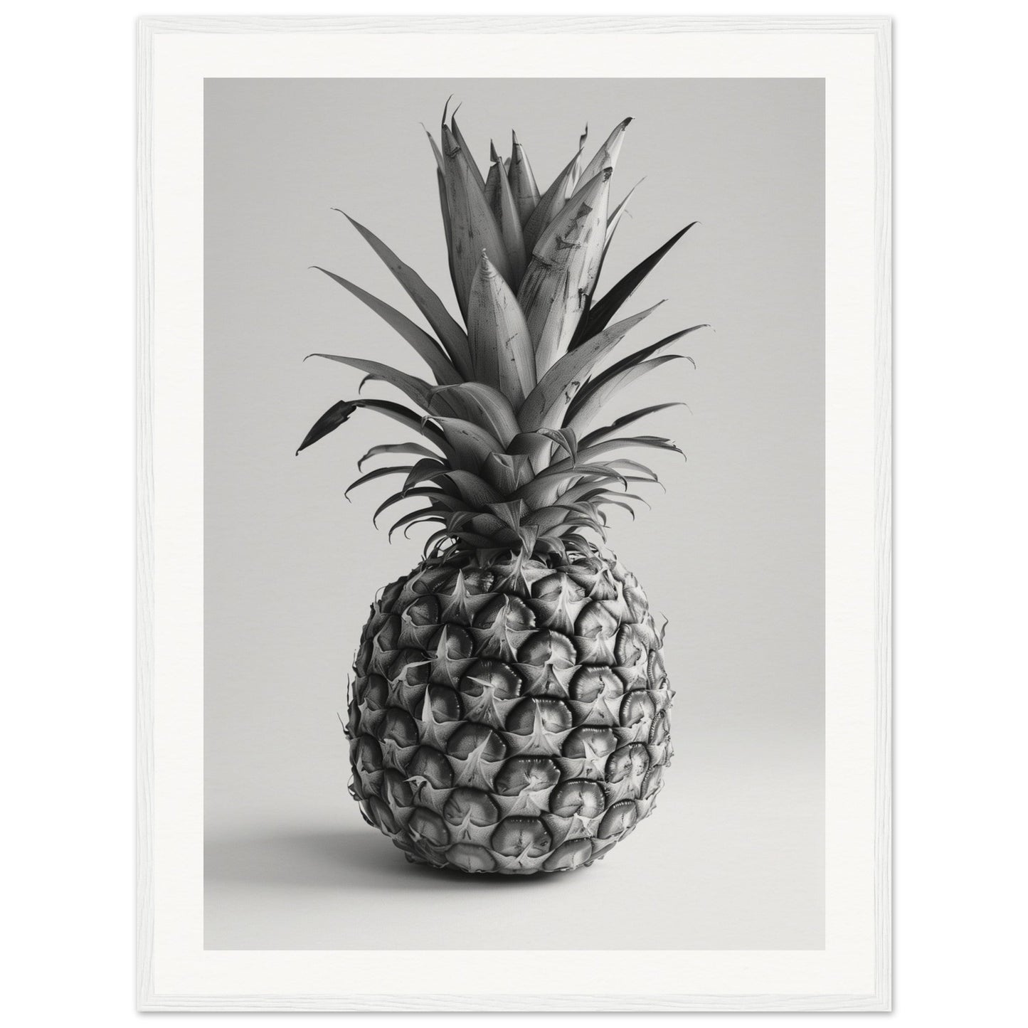 Affiche Ananas Noir et Blanc ( 60x80-cm-Bois-blanc)