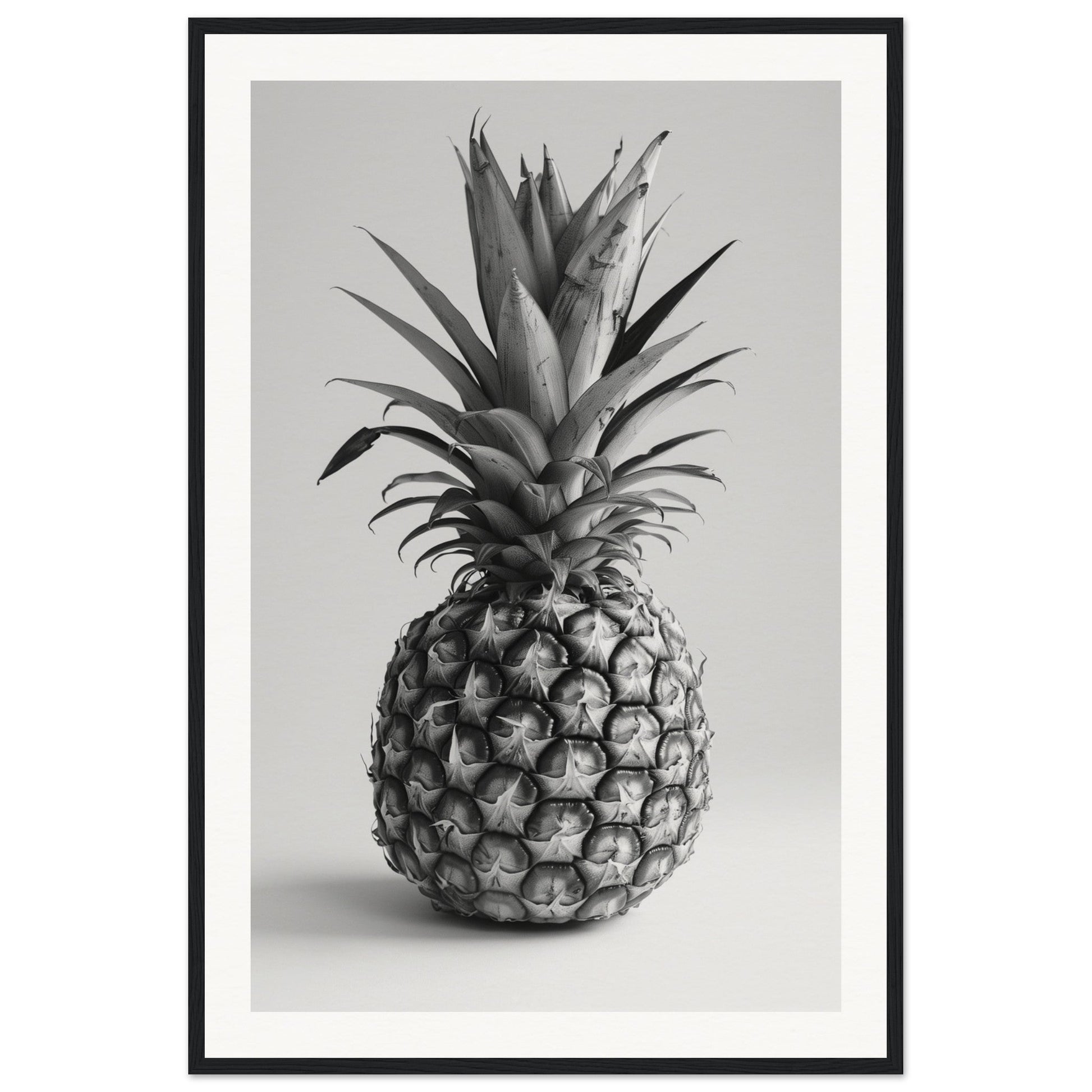 Affiche Ananas Noir et Blanc ( 60x90-cm-Bois-noir)