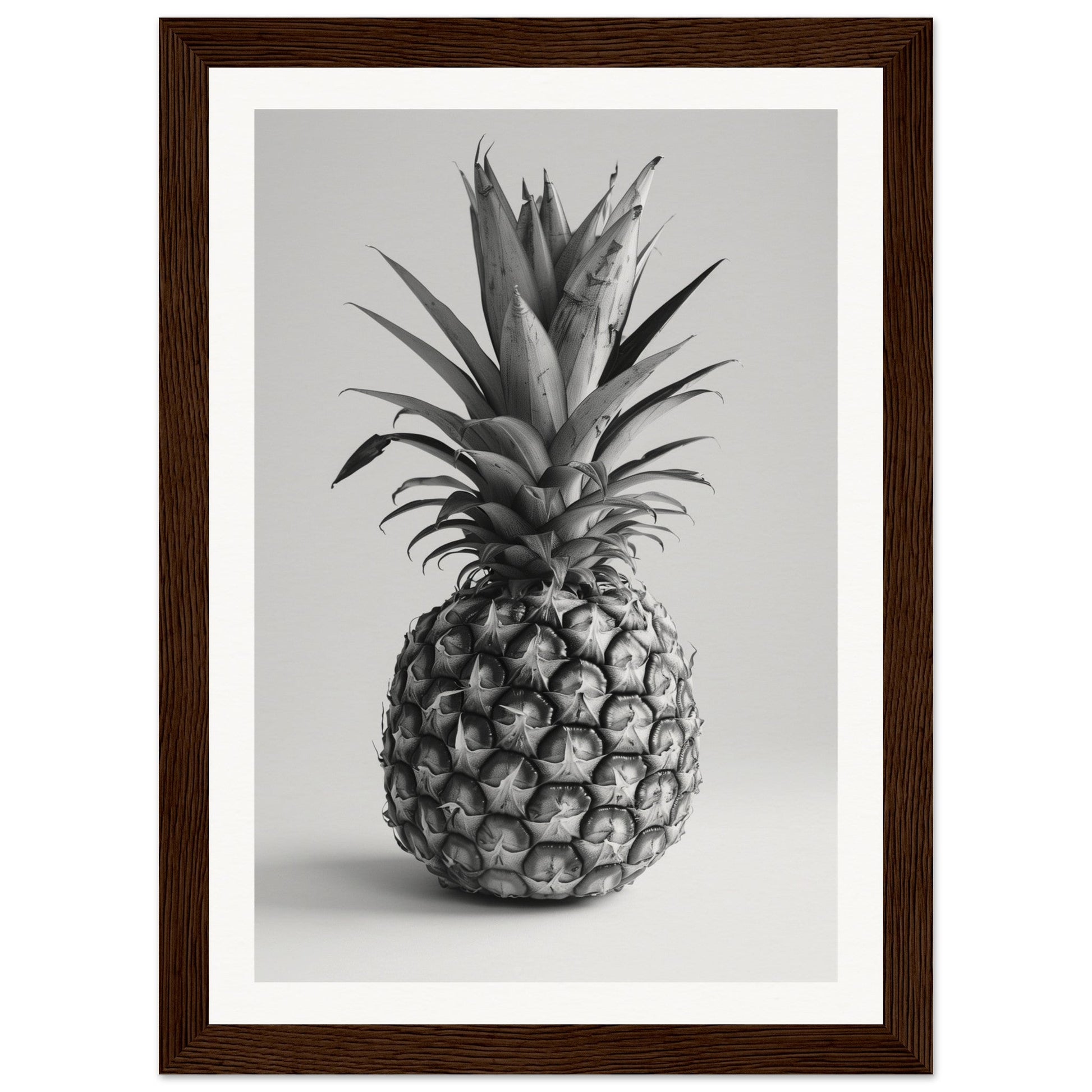 Affiche Ananas Noir et Blanc ( 21x29.7-cm-Bois-foncé)