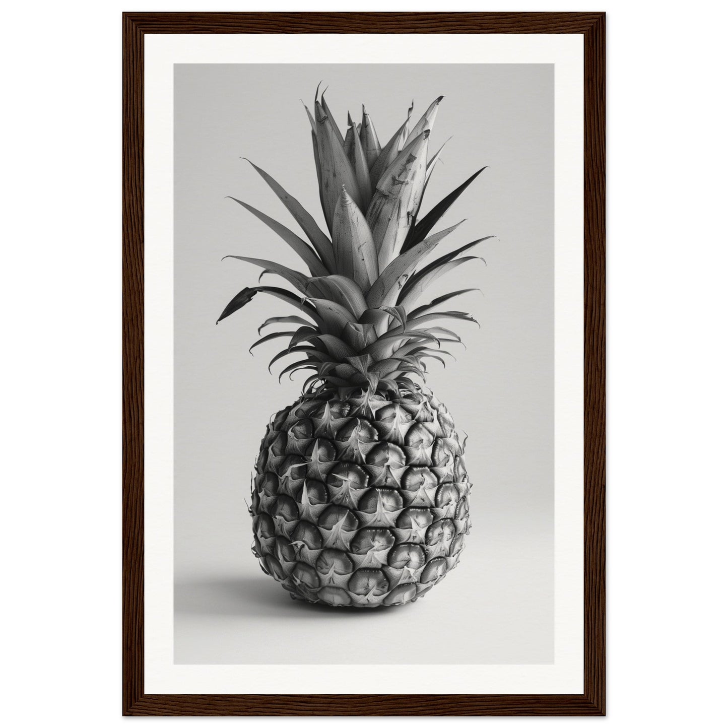 Affiche Ananas Noir et Blanc ( 30x45-cm-Bois-foncé)