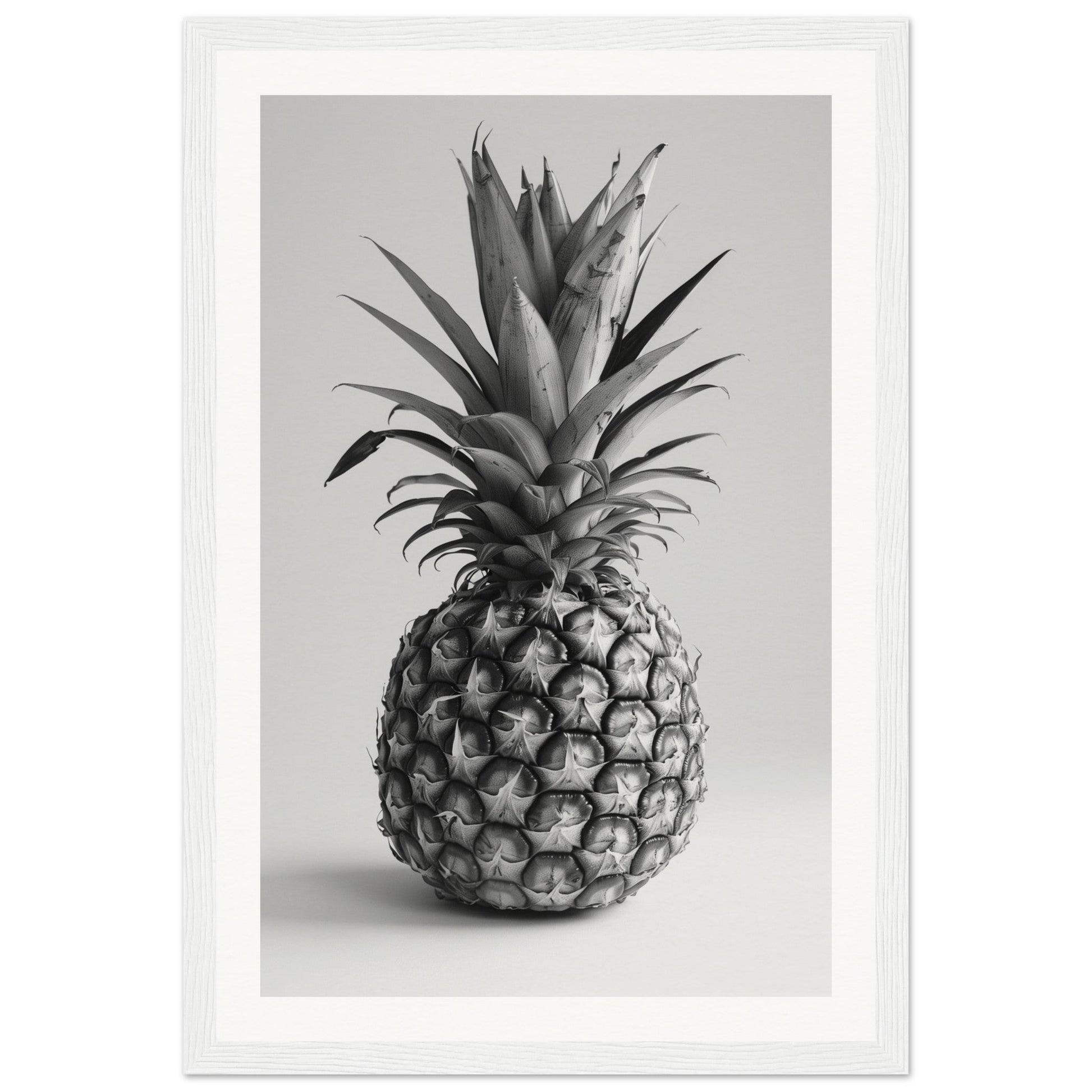 Affiche Ananas Noir et Blanc ( 30x45-cm-Bois-blanc)