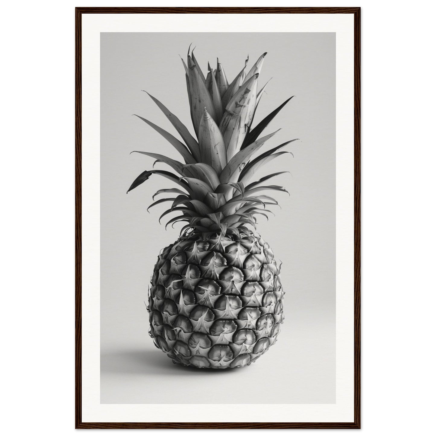 Affiche Ananas Noir et Blanc ( 60x90-cm-Bois-foncé)