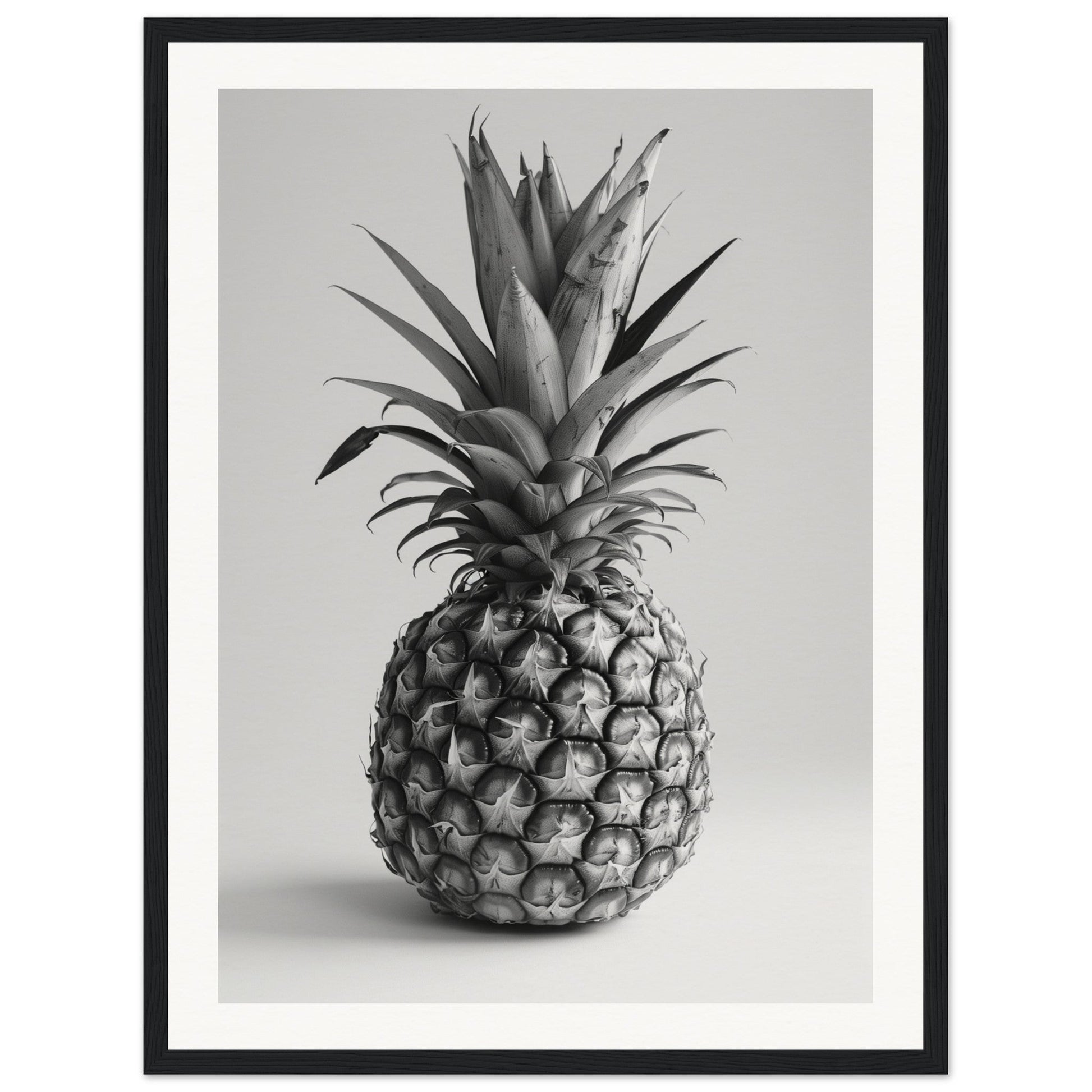 Affiche Ananas Noir et Blanc ( 45x60-cm-Bois-noir)