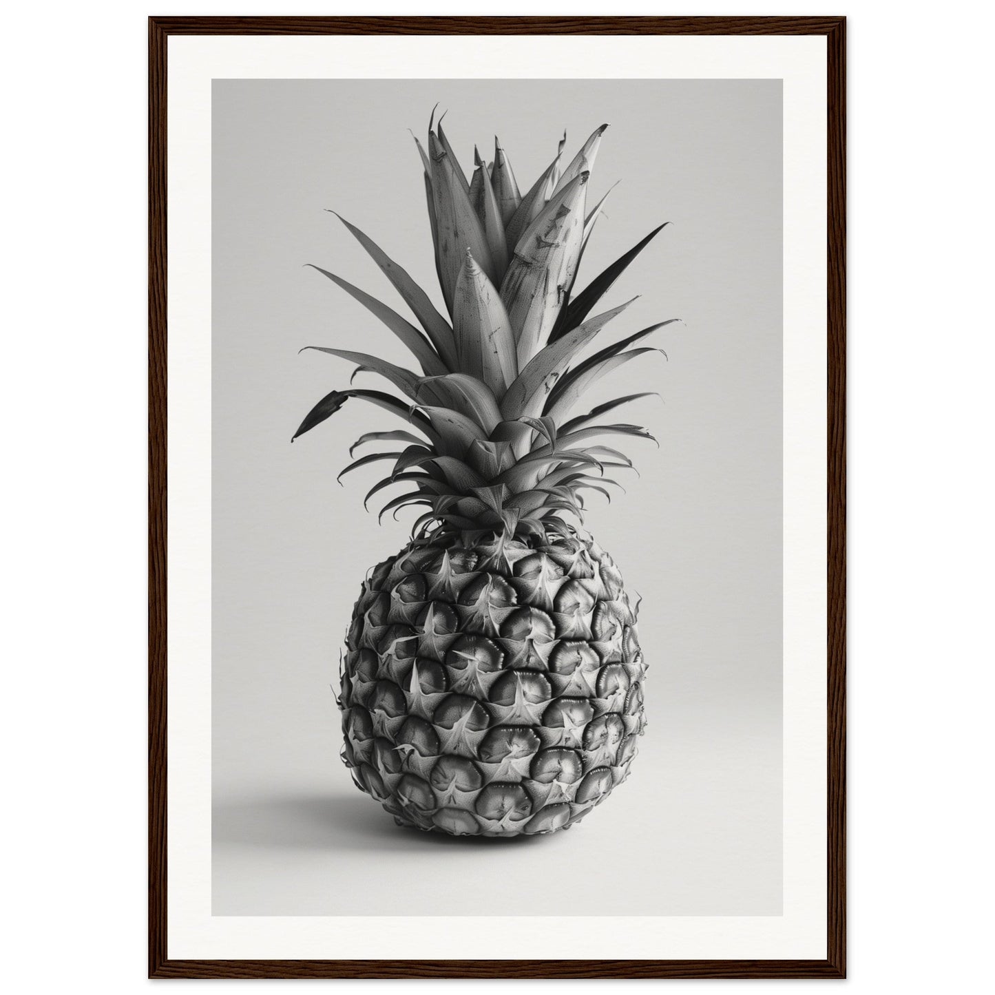 Affiche Ananas Noir et Blanc ( 50x70-cm-Bois-foncé)