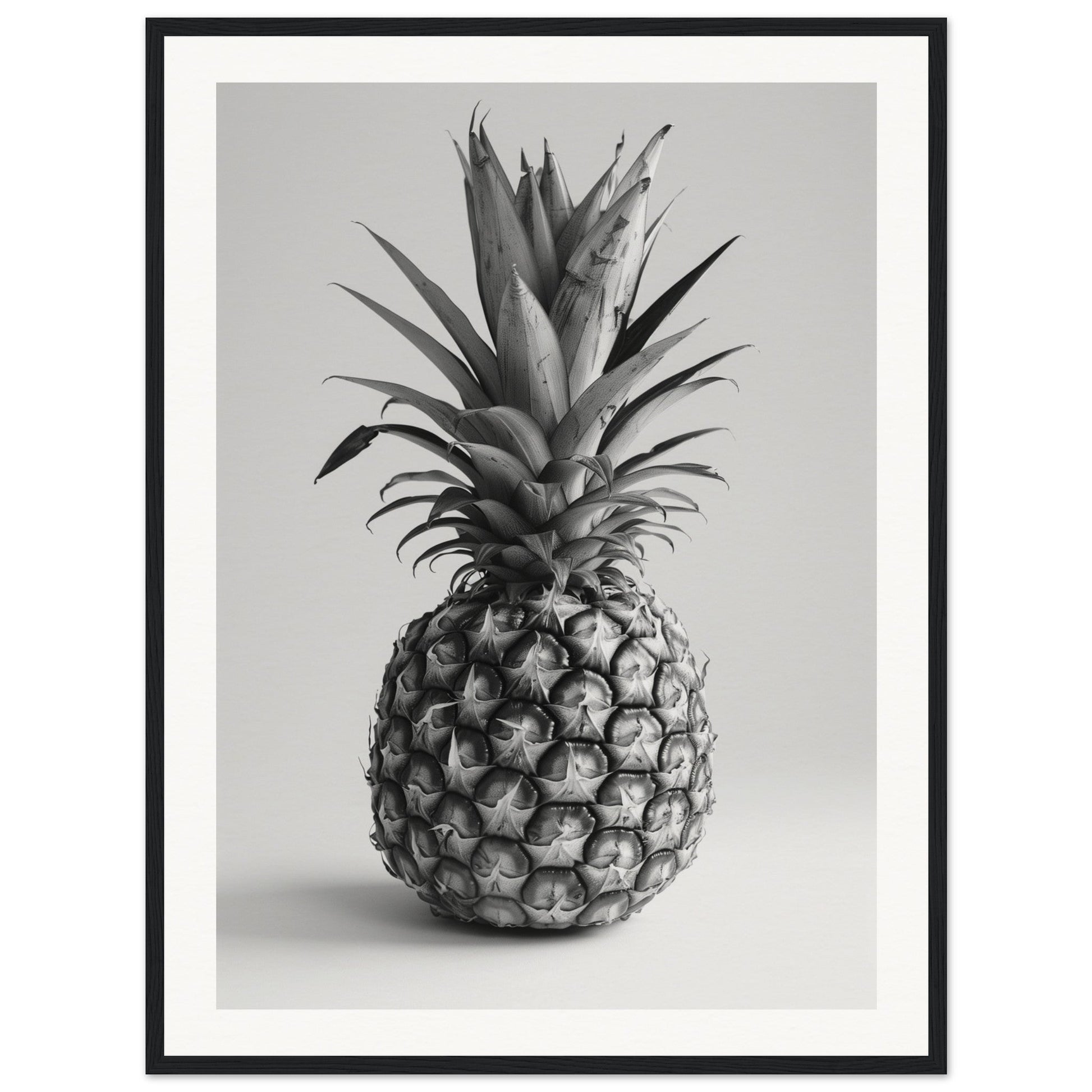 Affiche Ananas Noir et Blanc ( 60x80-cm-Bois-noir)