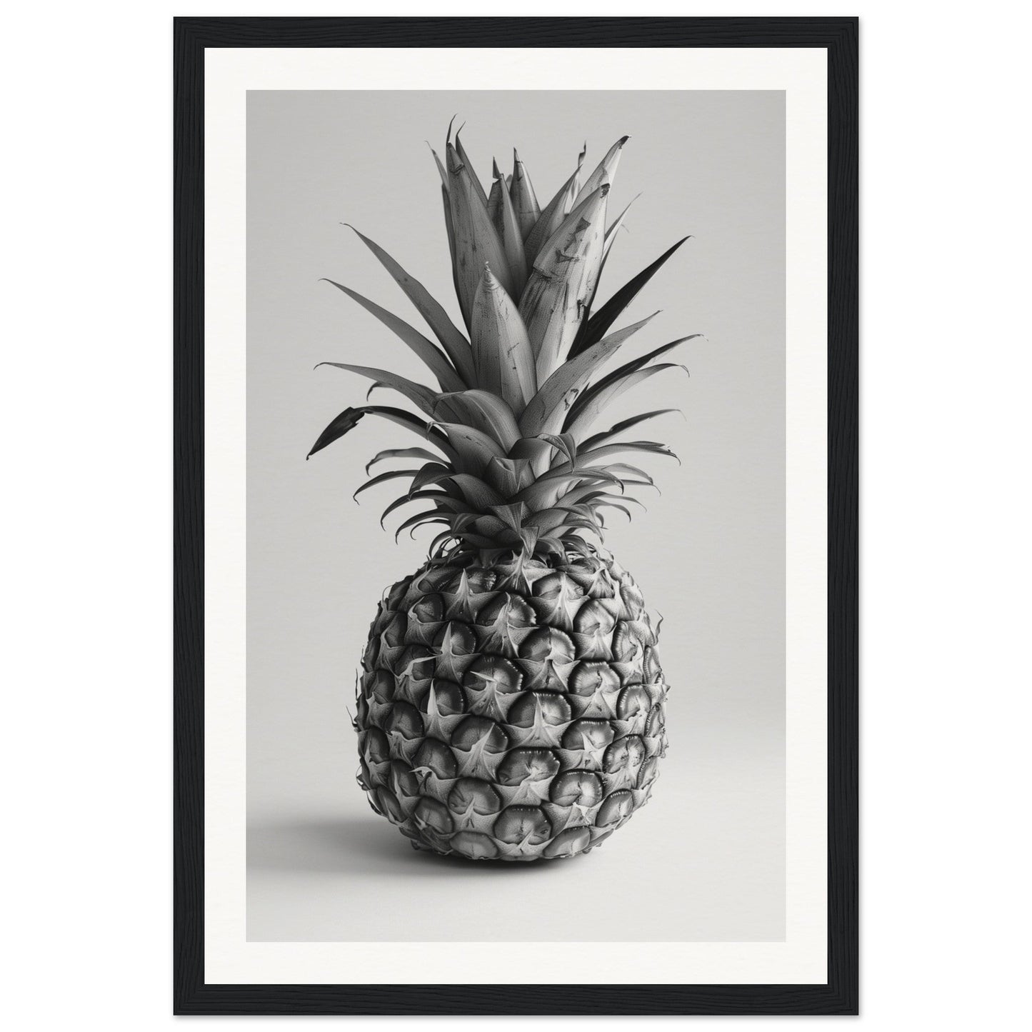 Affiche Ananas Noir et Blanc ( 30x45-cm-Bois-noir)