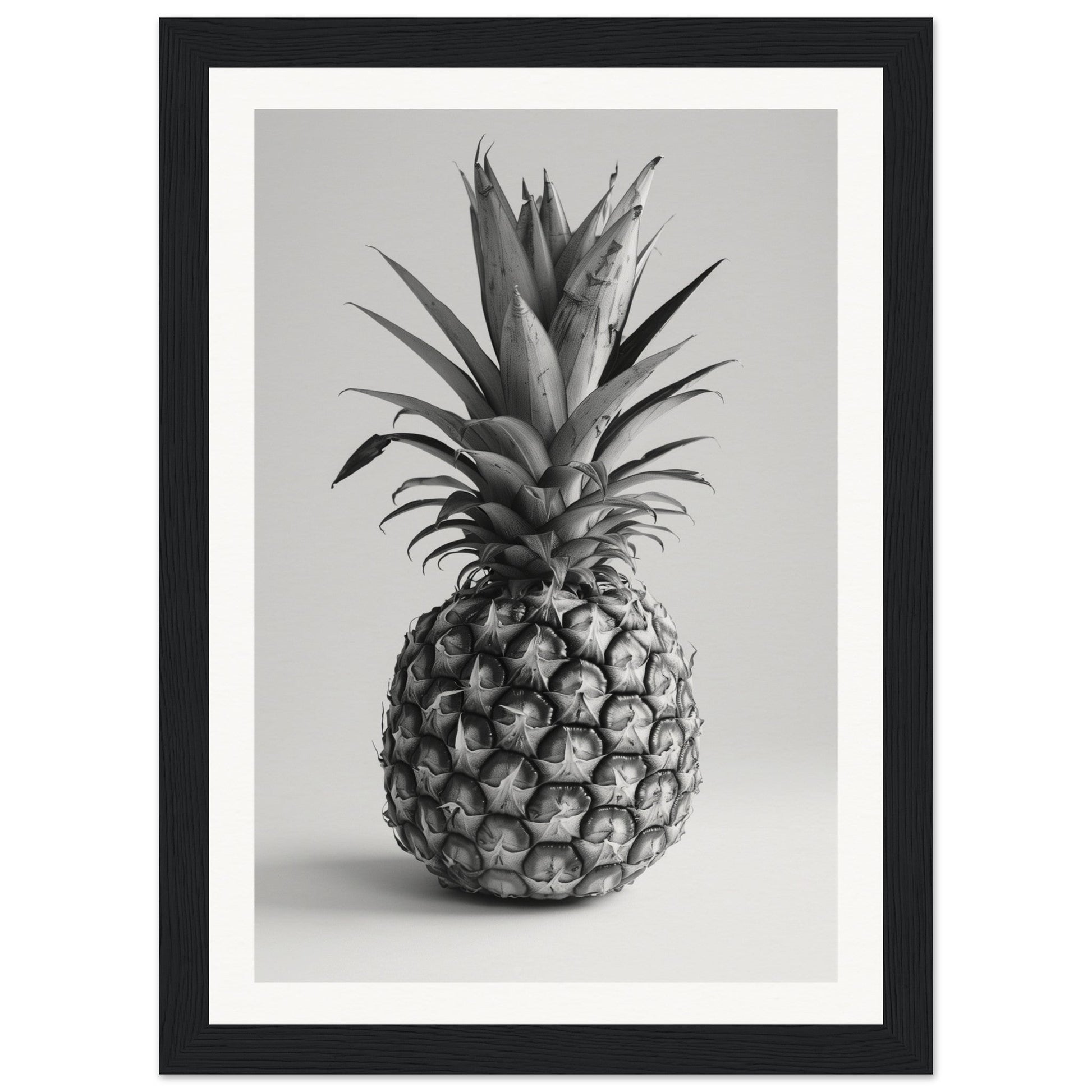 Affiche Ananas Noir et Blanc ( 21x29.7-cm-Bois-noir)