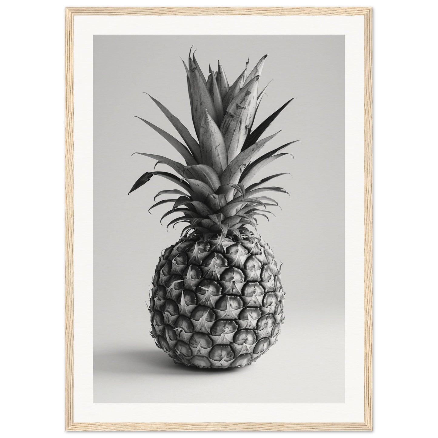 Affiche Ananas Noir et Blanc ( 50x70-cm-Bois-clair)