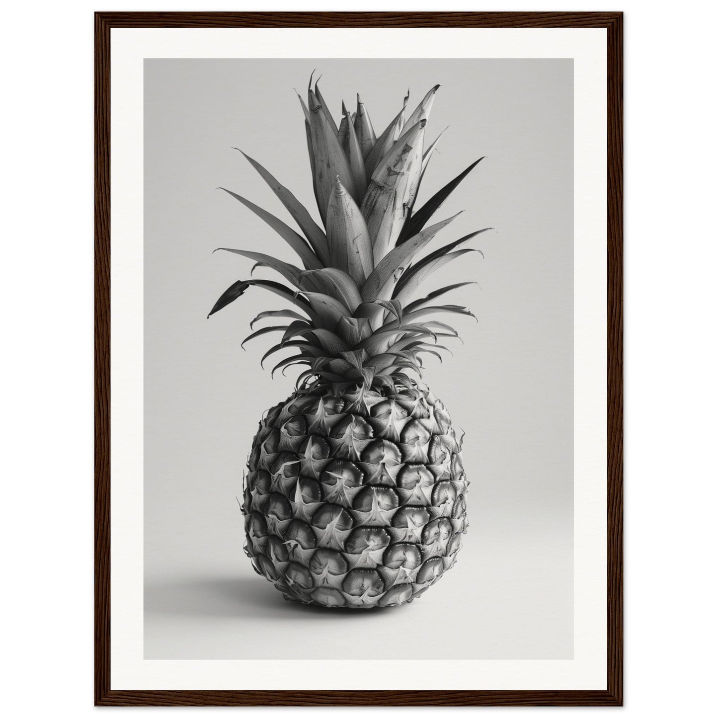 Affiche Ananas Noir et Blanc ( 45x60-cm-Bois-foncé)