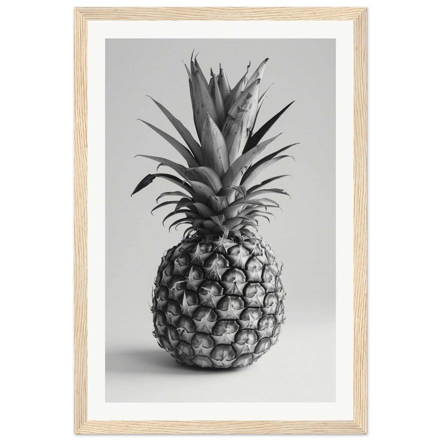 Affiche Ananas Noir et Blanc ( 30x45-cm-Bois-clair)