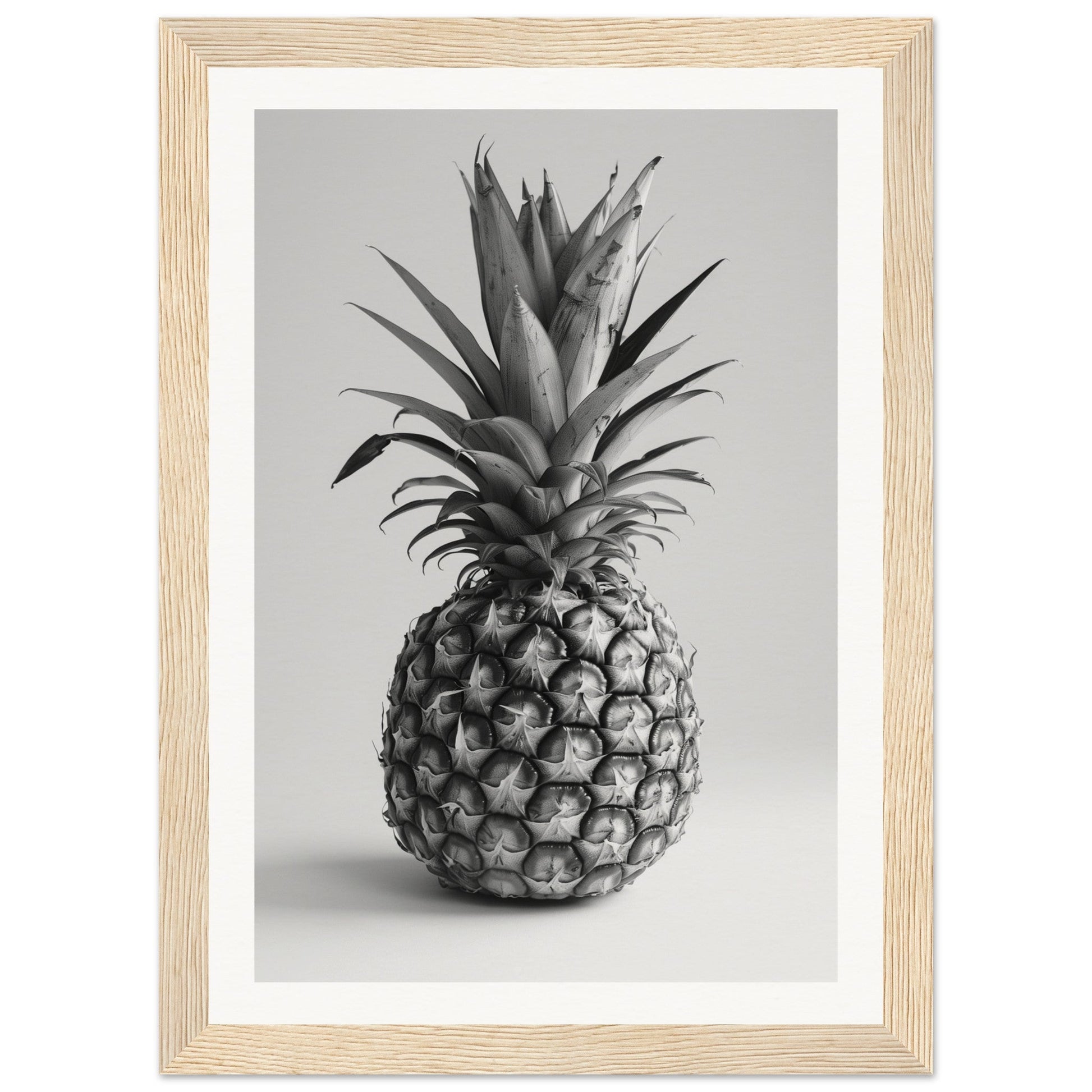 Affiche Ananas Noir et Blanc ( 21x29.7-cm-Bois-clair)