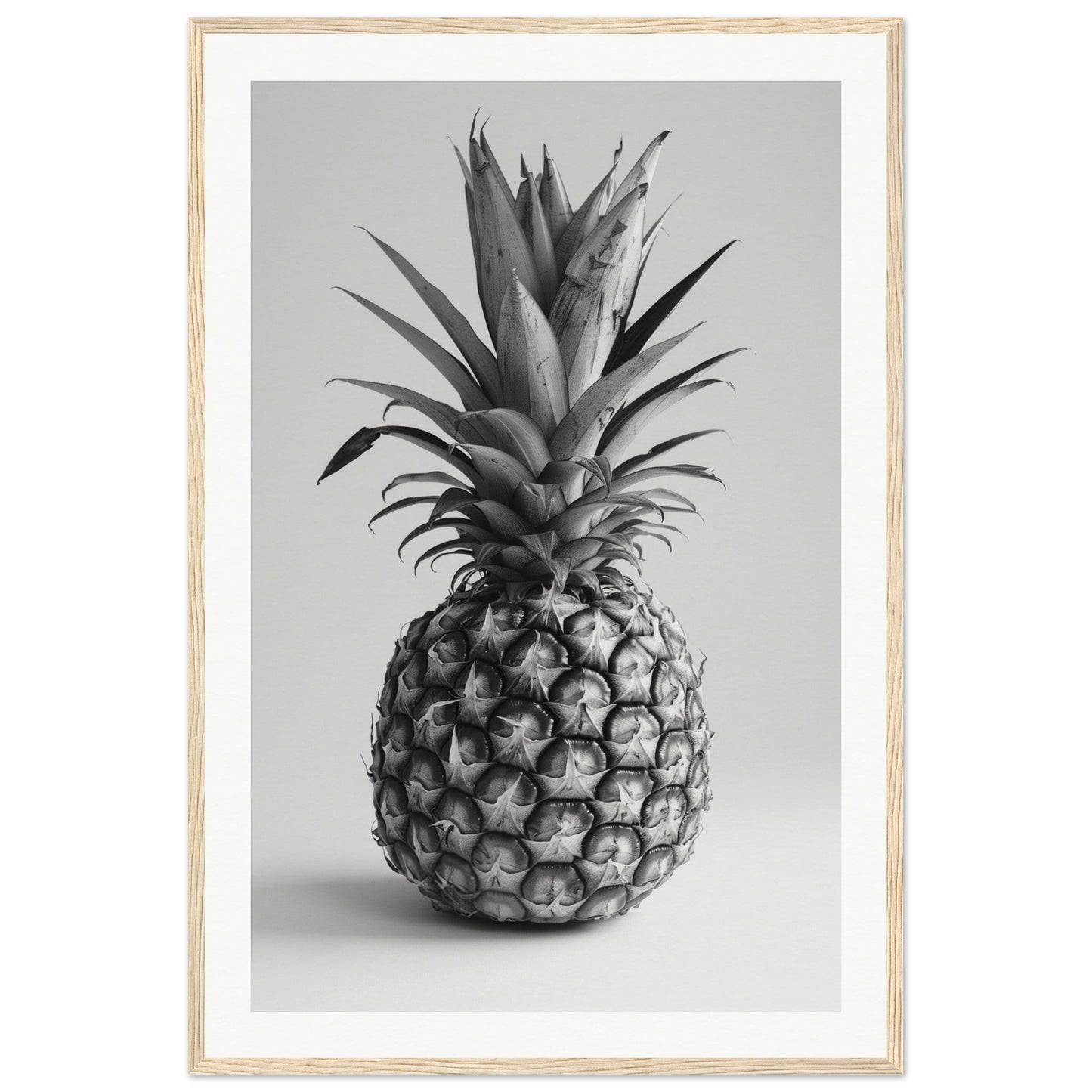 Affiche Ananas Noir et Blanc ( 60x90-cm-Bois-clair)