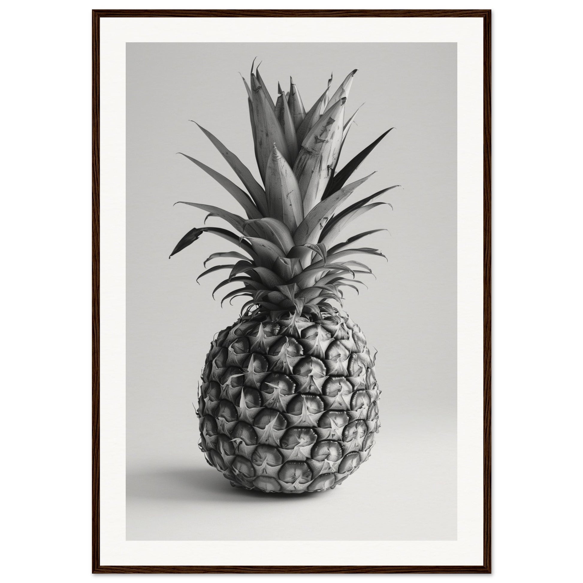 Affiche Ananas Noir et Blanc ( 70x100-cm-Bois-foncé)