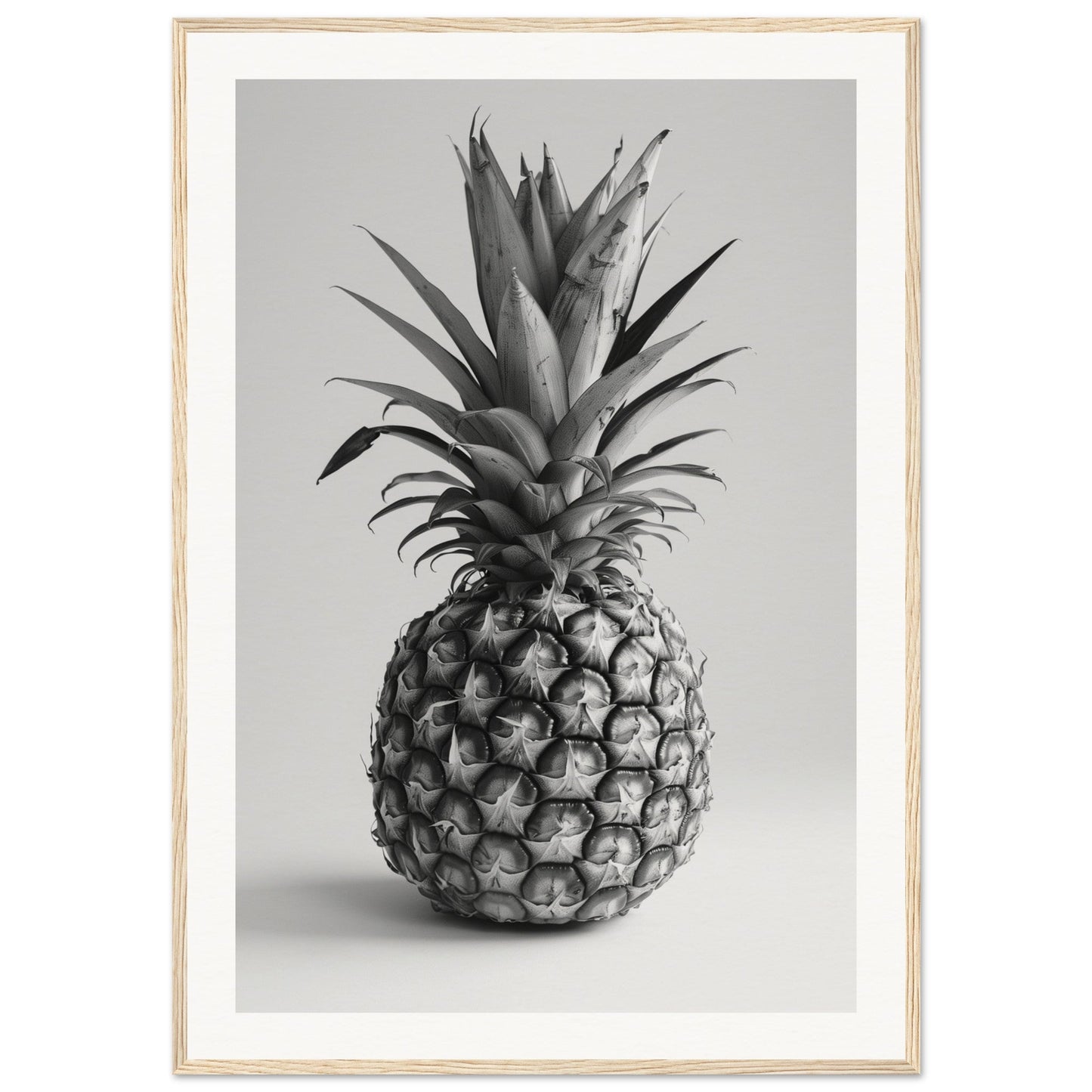 Affiche Ananas Noir et Blanc ( 70x100-cm-Bois-clair)