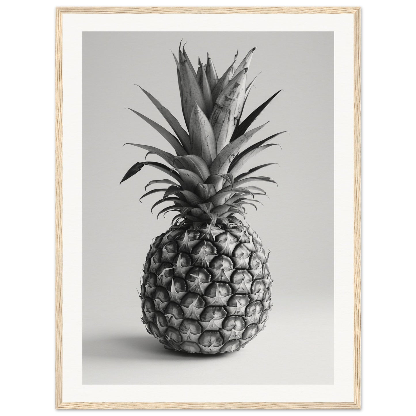 Affiche Ananas Noir et Blanc ( 60x80-cm-Bois-clair)