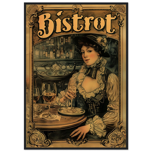 Affiche Ancienne Bistrot ( 70x100-cm-Bois-noir)