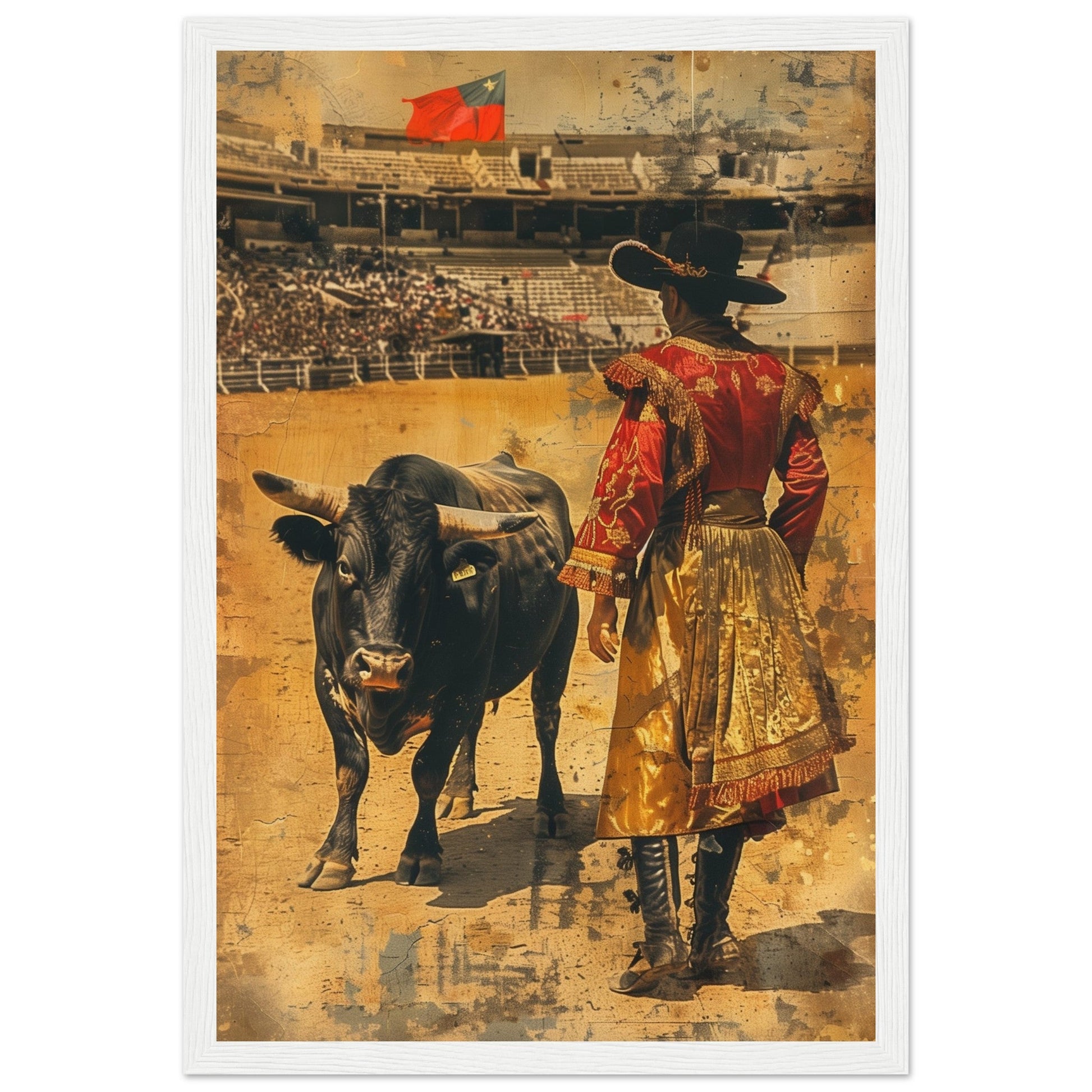 Affiche Ancienne Corrida ( 60x80-cm-Bois-blanc)