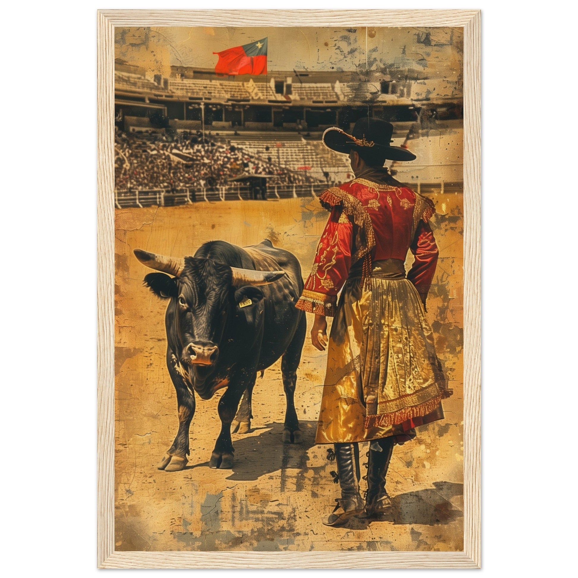 Affiche Ancienne Corrida ( 30x45-cm-Bois-clair)