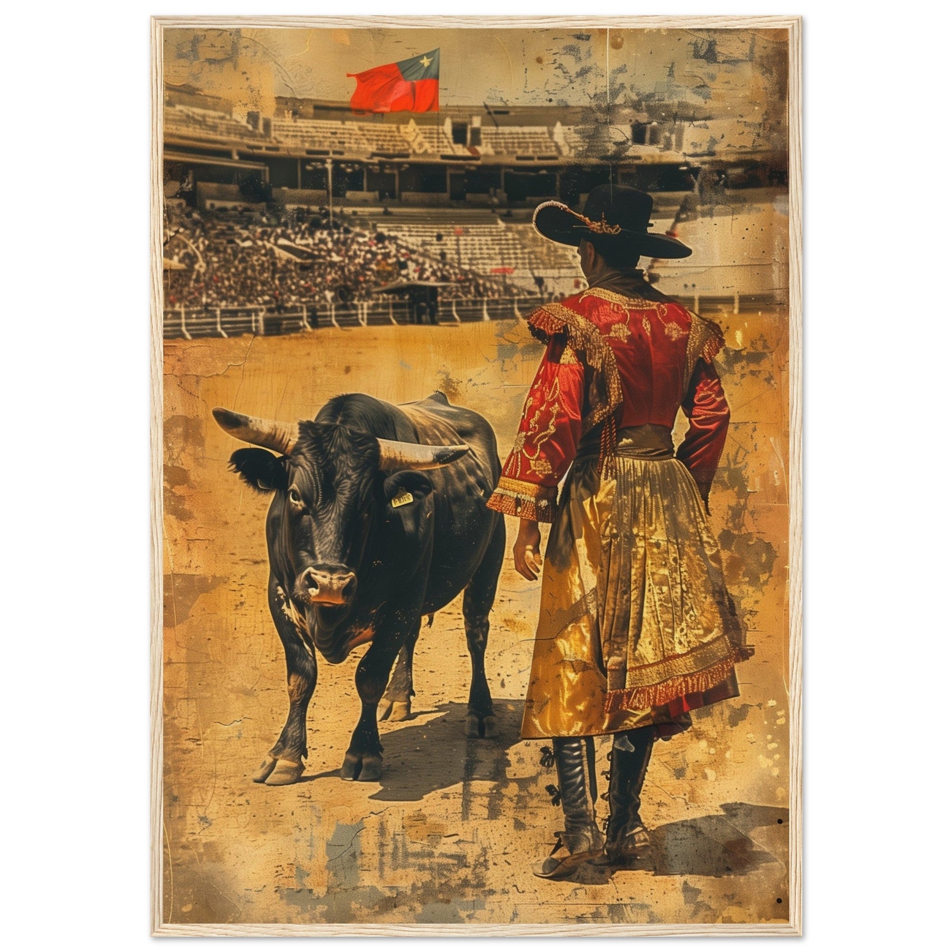 Affiche Ancienne Corrida ( 70x100-cm-Bois-clair)