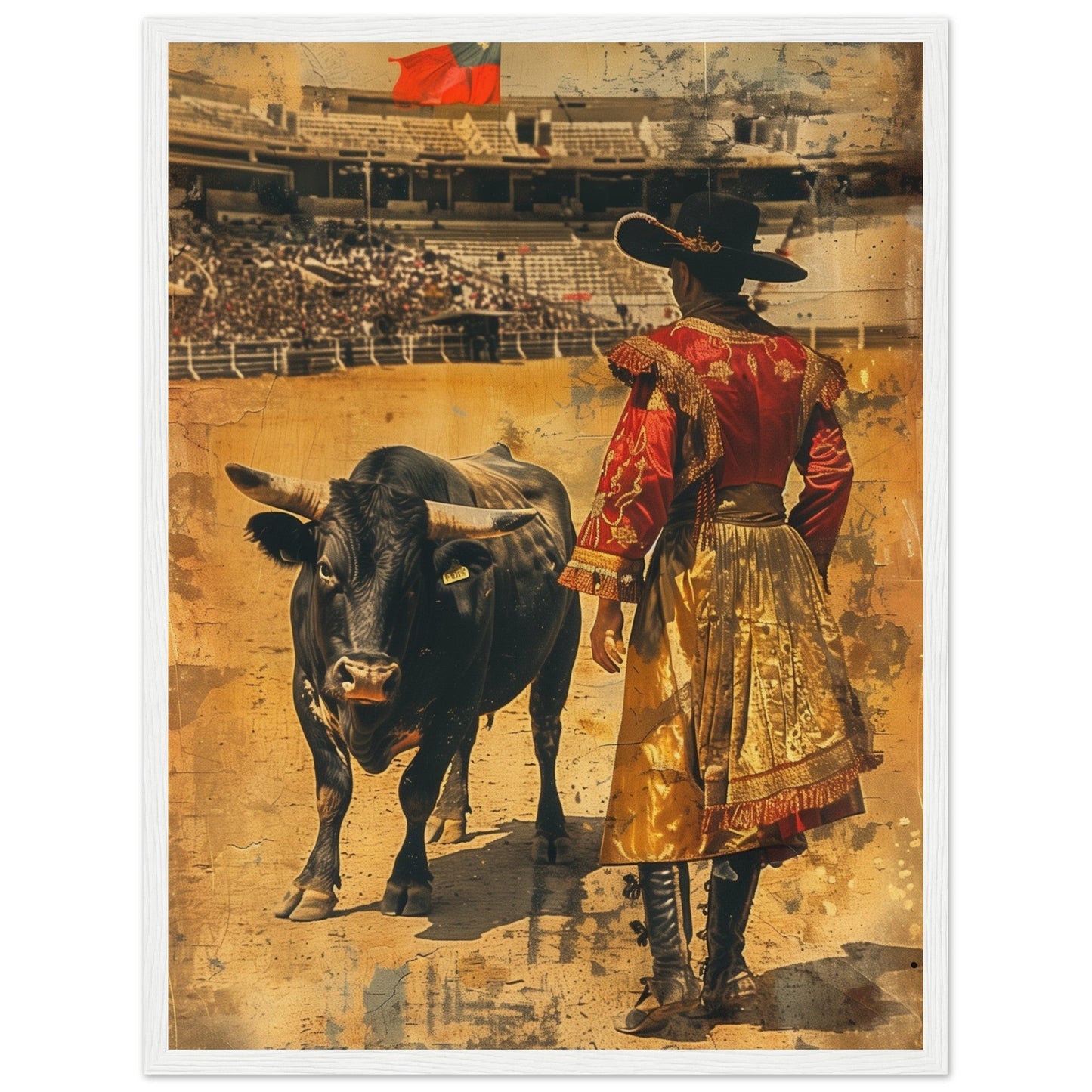 Affiche Ancienne Corrida ( 45x60-cm-Bois-blanc)