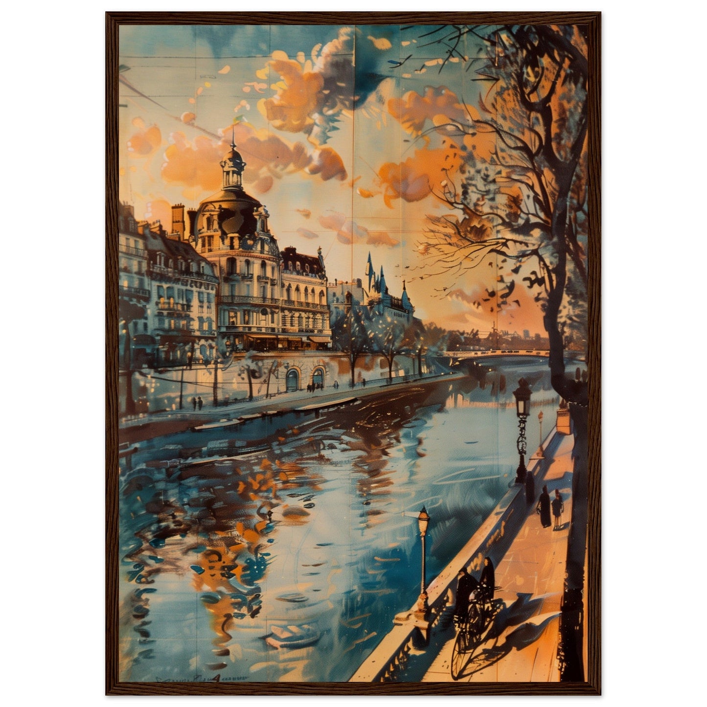 Affiche Ancienne Paris ( 50x70-cm-Bois-foncé)