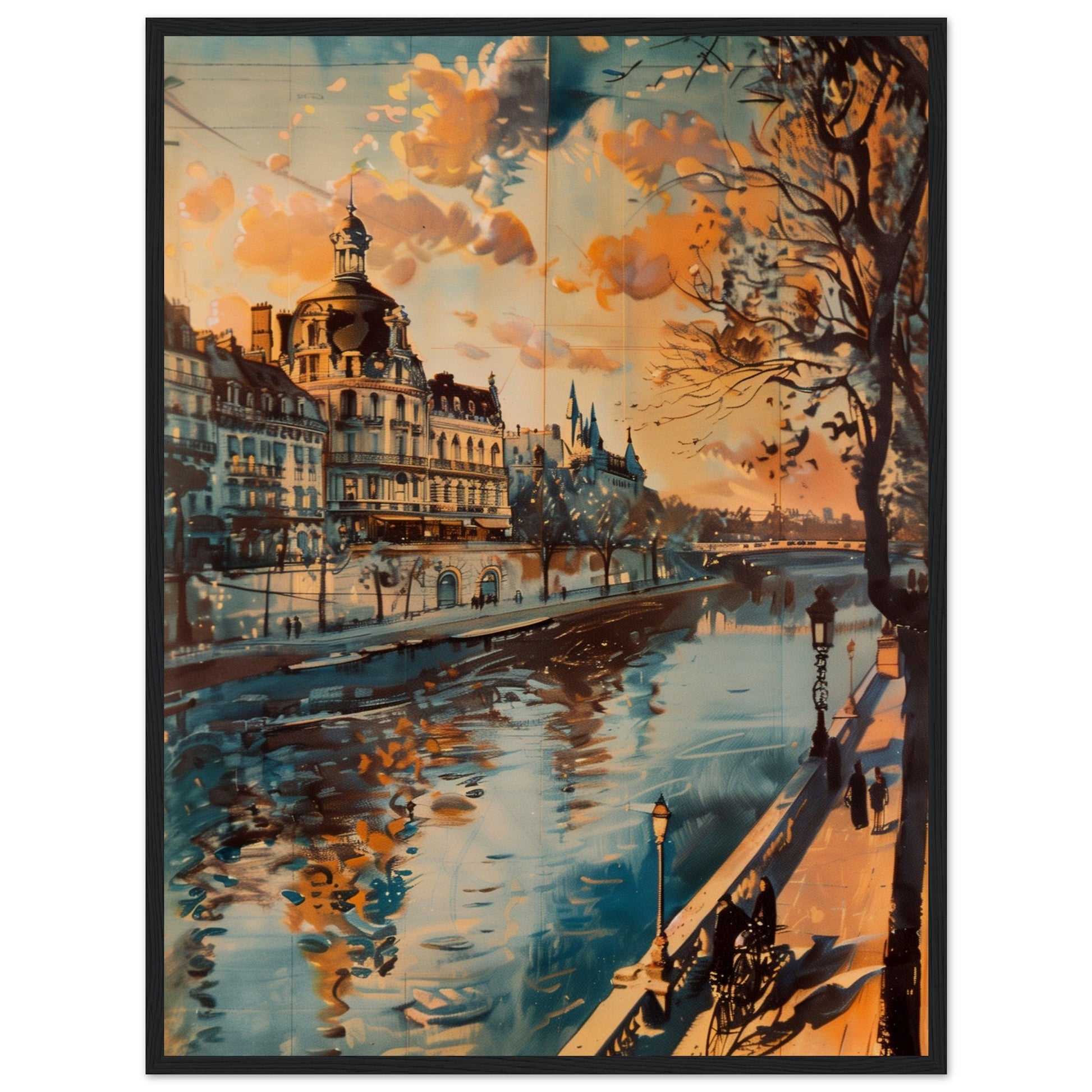 Affiche Ancienne Paris ( 60x80-cm-Bois-noir)