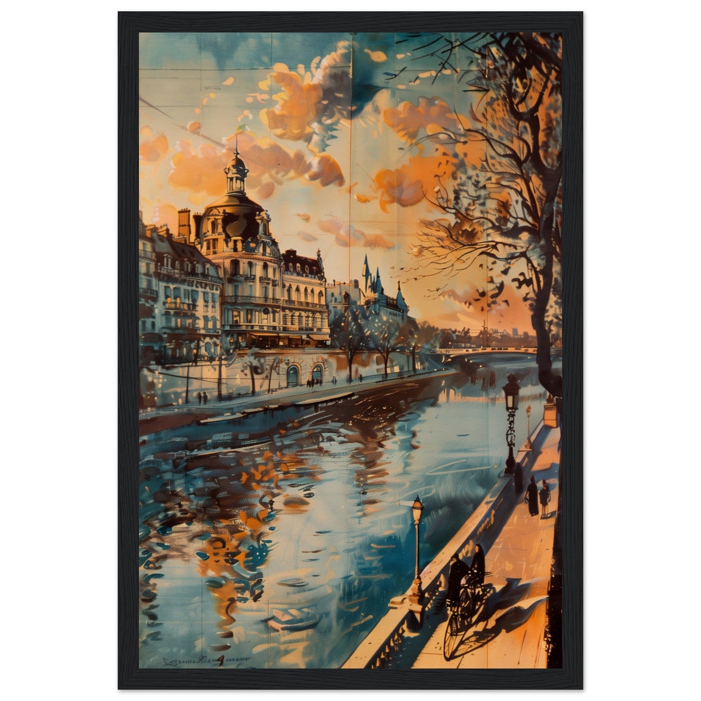 Affiche Ancienne Paris ( 30x45-cm-Bois-noir)