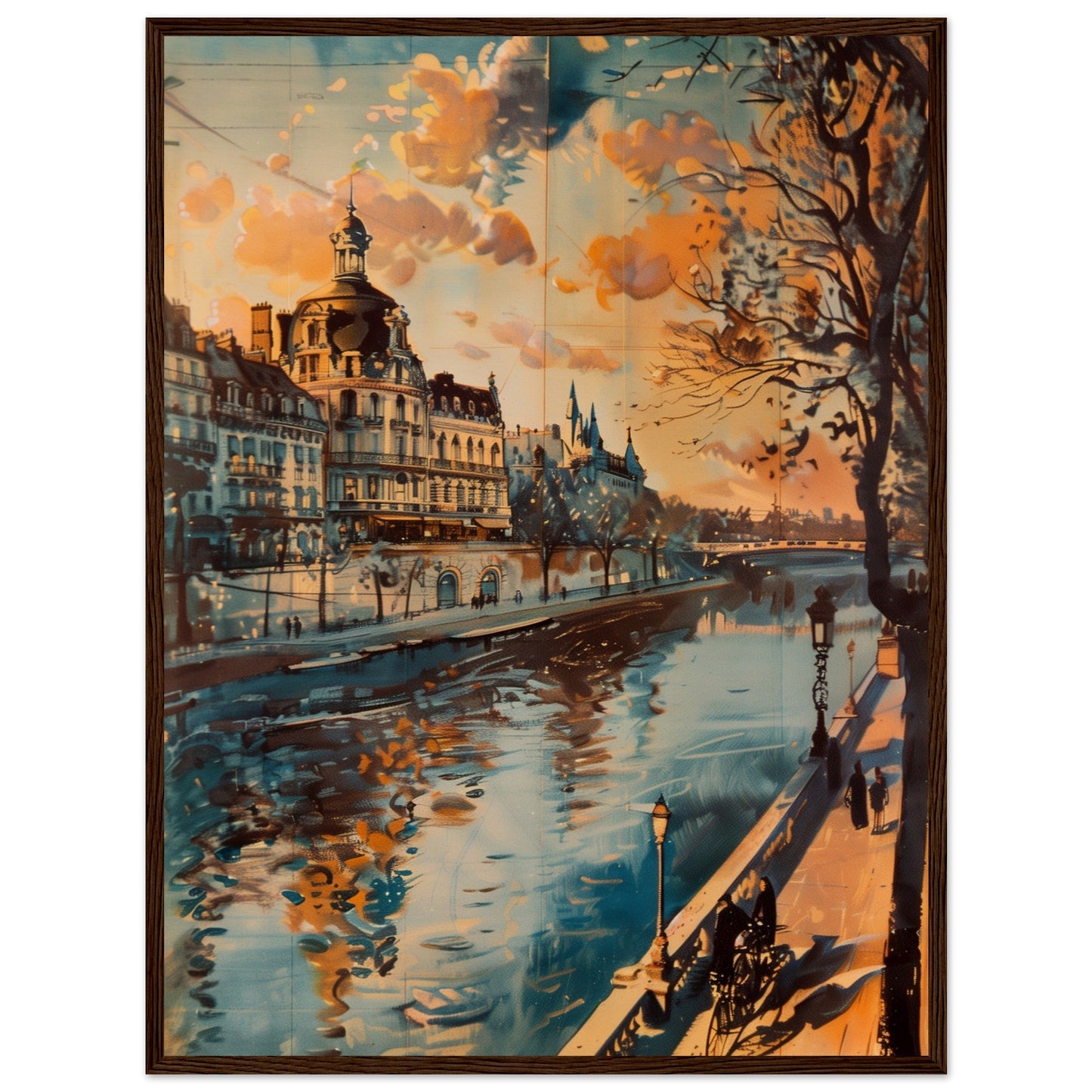 Affiche Ancienne Paris ( 60x80-cm-Bois-foncé)