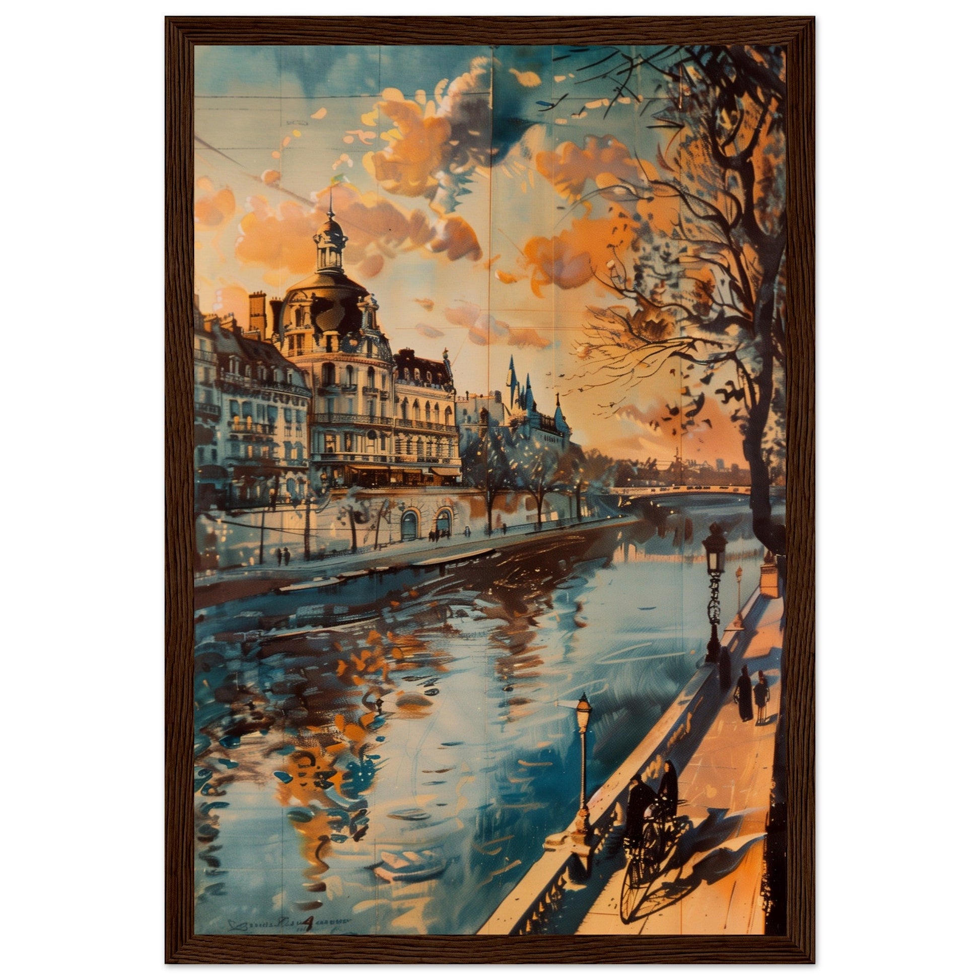 Affiche Ancienne Paris ( 30x45-cm-Bois-foncé)