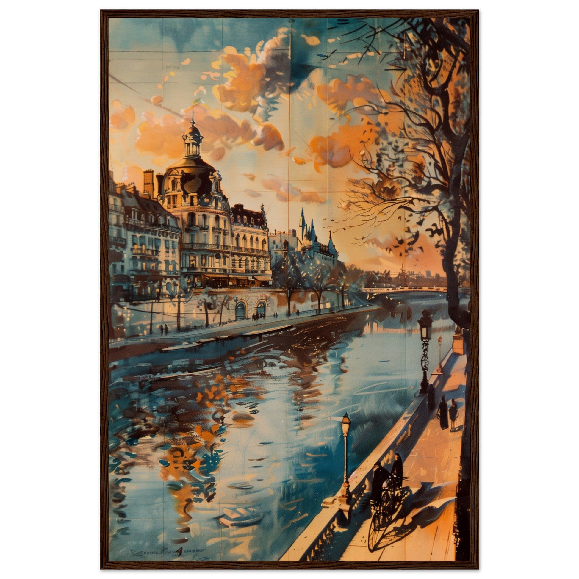 Affiche Ancienne Paris ( 60x90-cm-Bois-foncé)