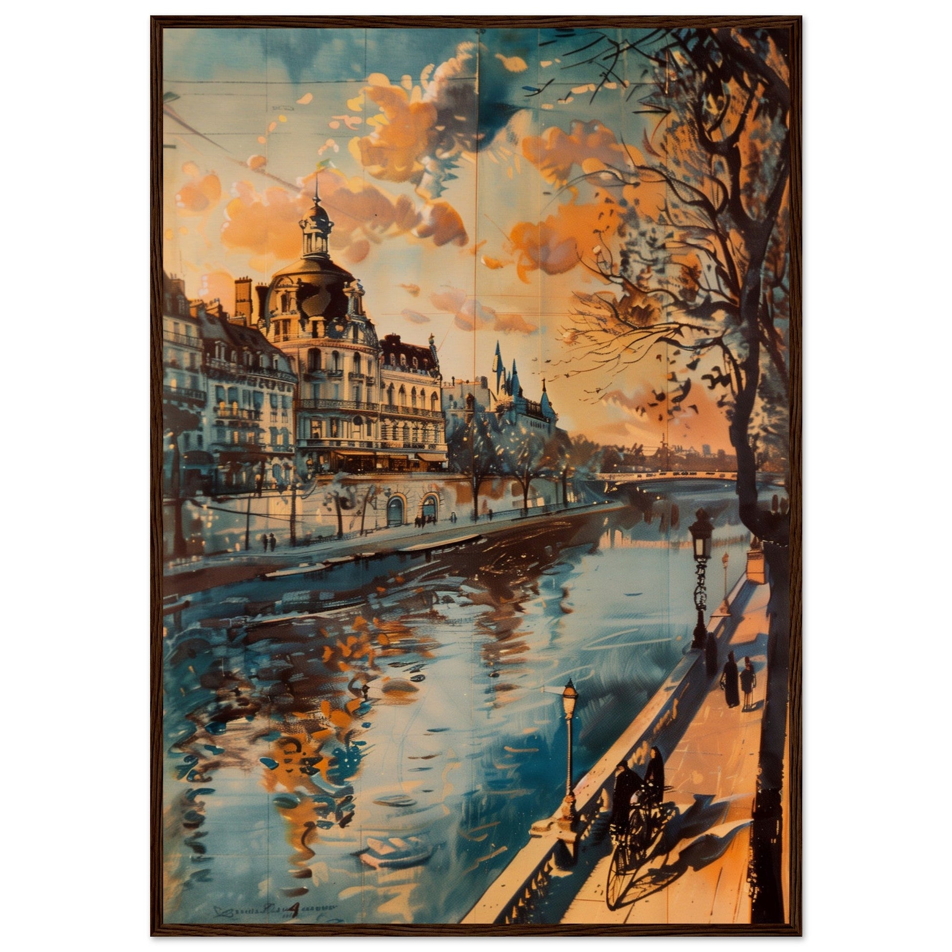 Affiche Ancienne Paris ( 70x100-cm-Bois-foncé)