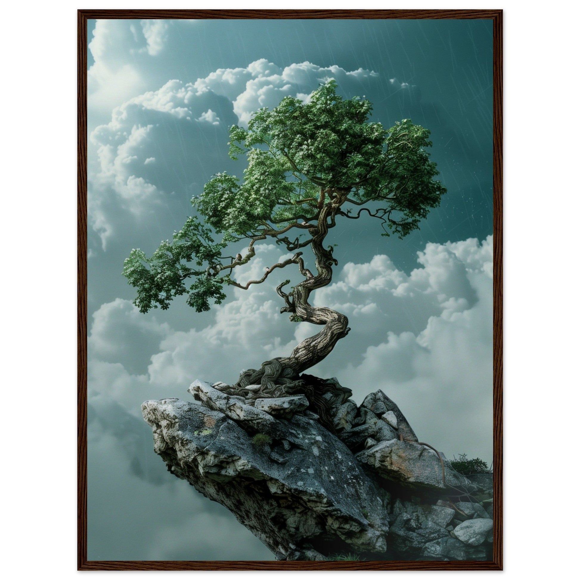 Affiche Arbre Zen ( 60x80-cm-Bois-foncé)