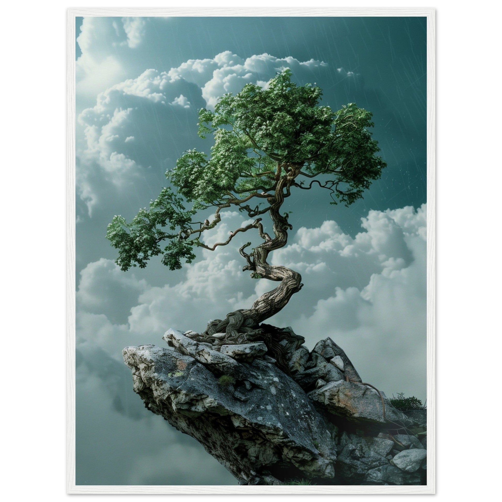 Affiche Arbre Zen ( 60x80-cm-Bois-blanc)