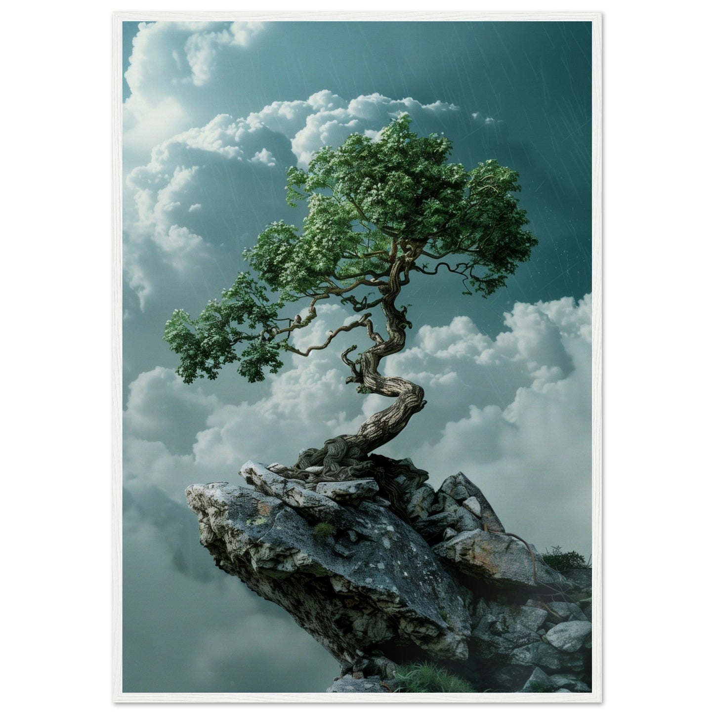 Affiche Arbre Zen ( 70x100-cm-Bois-blanc)