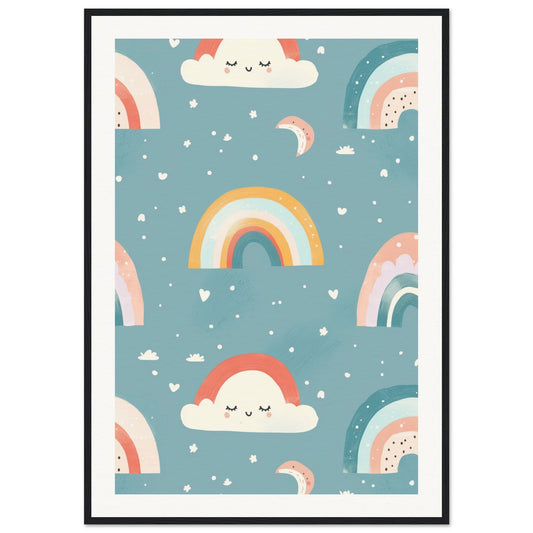 Affiche Arc en Ciel Chambre Bébé ( 70x100-cm-Bois-noir)