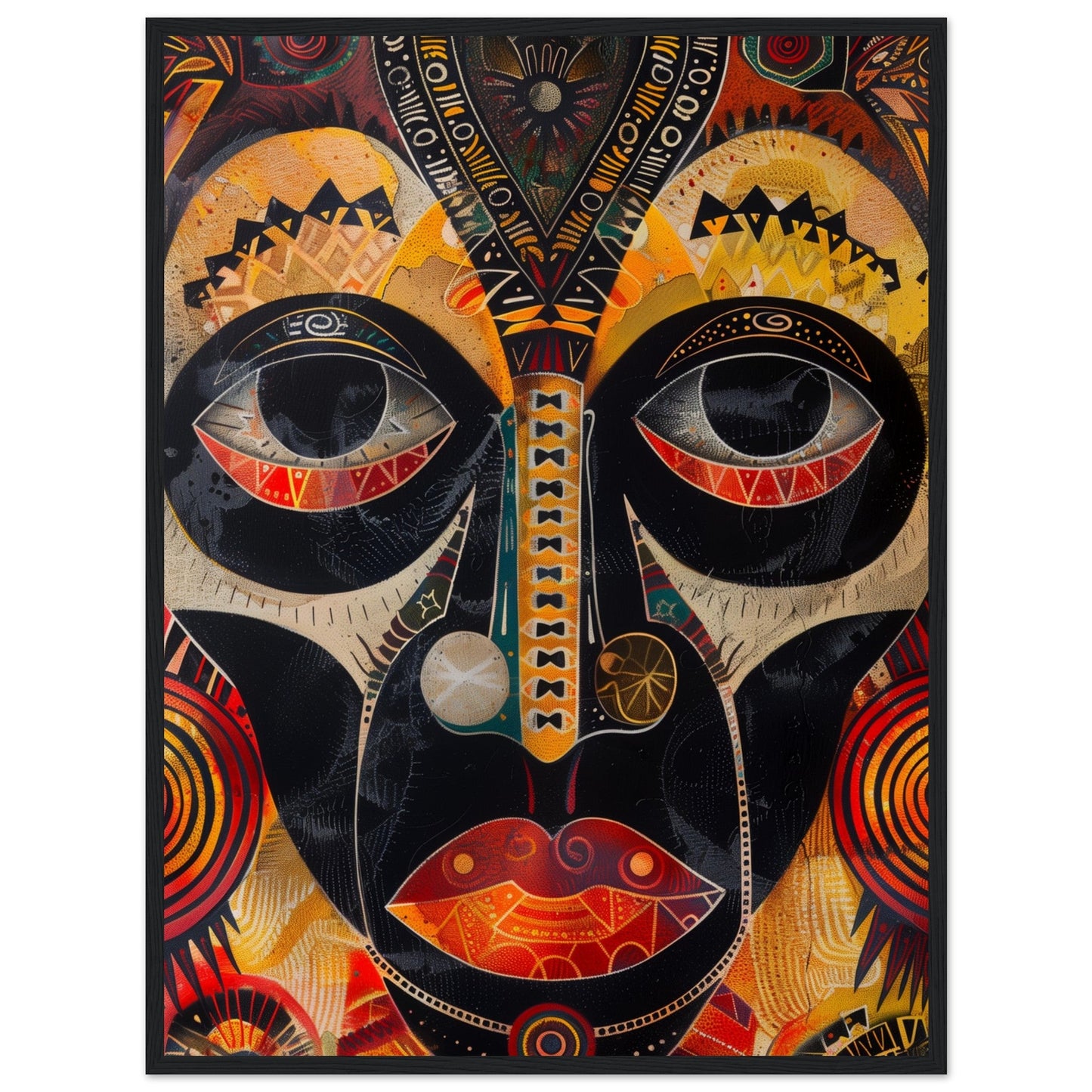 Affiche Art Aborigène ( 60x80-cm-Bois-noir)