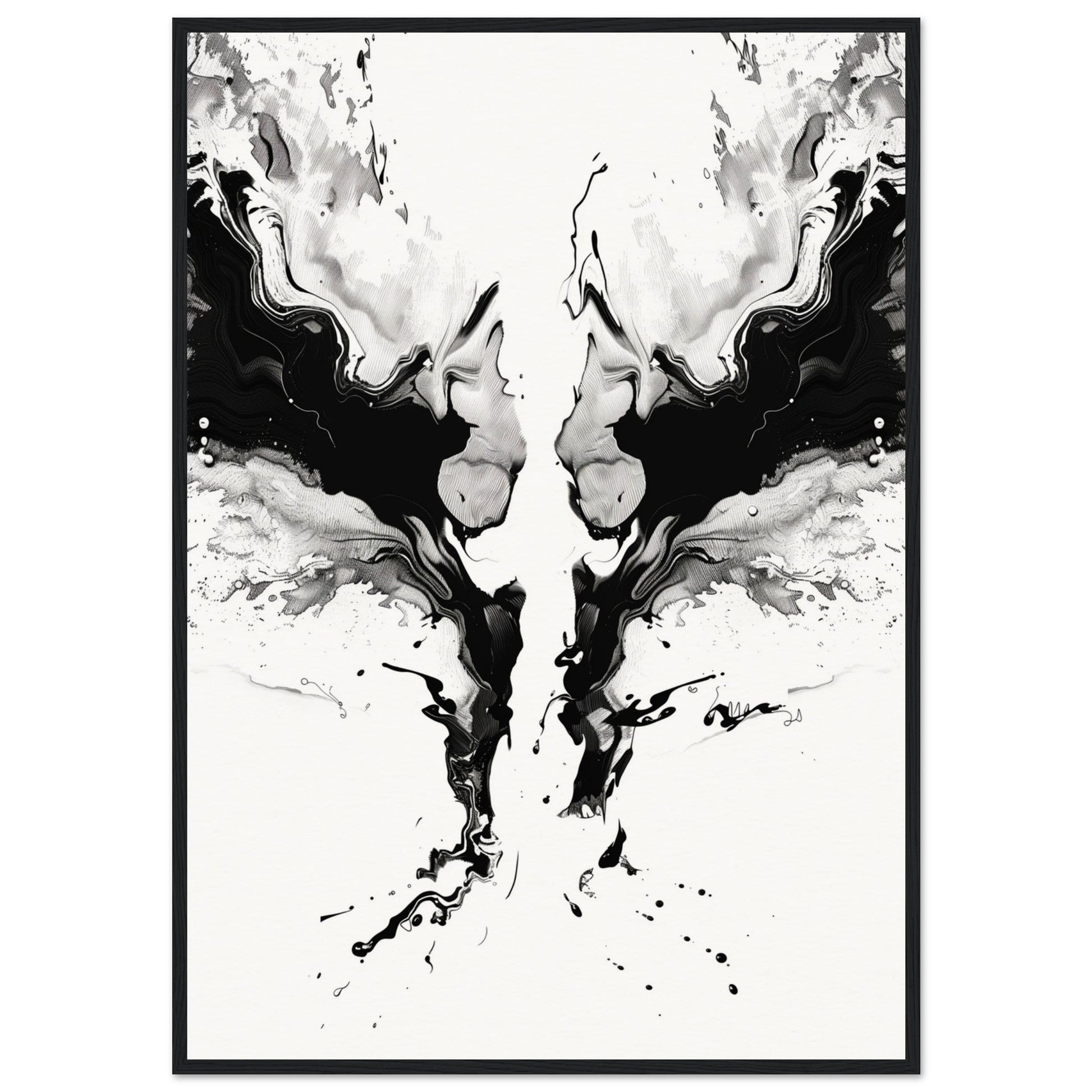 Affiche Art Abstrait Noir et Blanc ( 70x100-cm-Bois-noir)