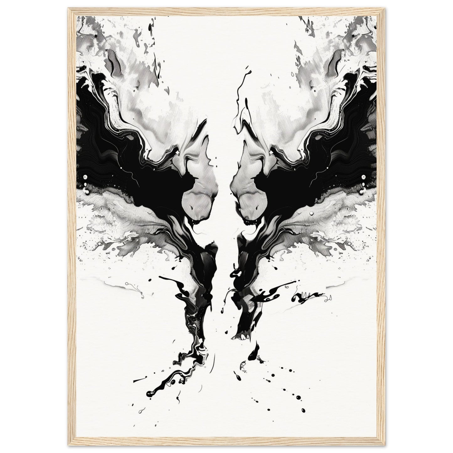 Affiche Art Abstrait Noir et Blanc ( 50x70-cm-Bois-clair)