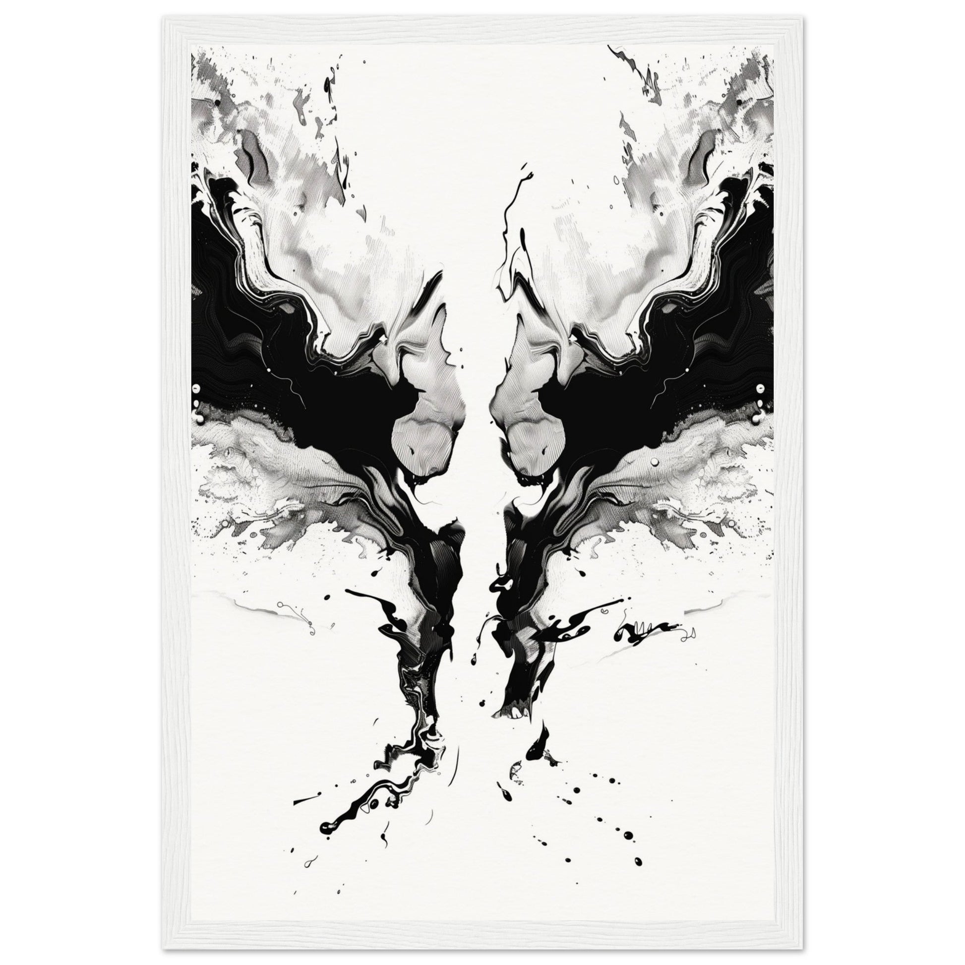 Affiche Art Abstrait Noir et Blanc ( 30x45-cm-Bois-blanc)