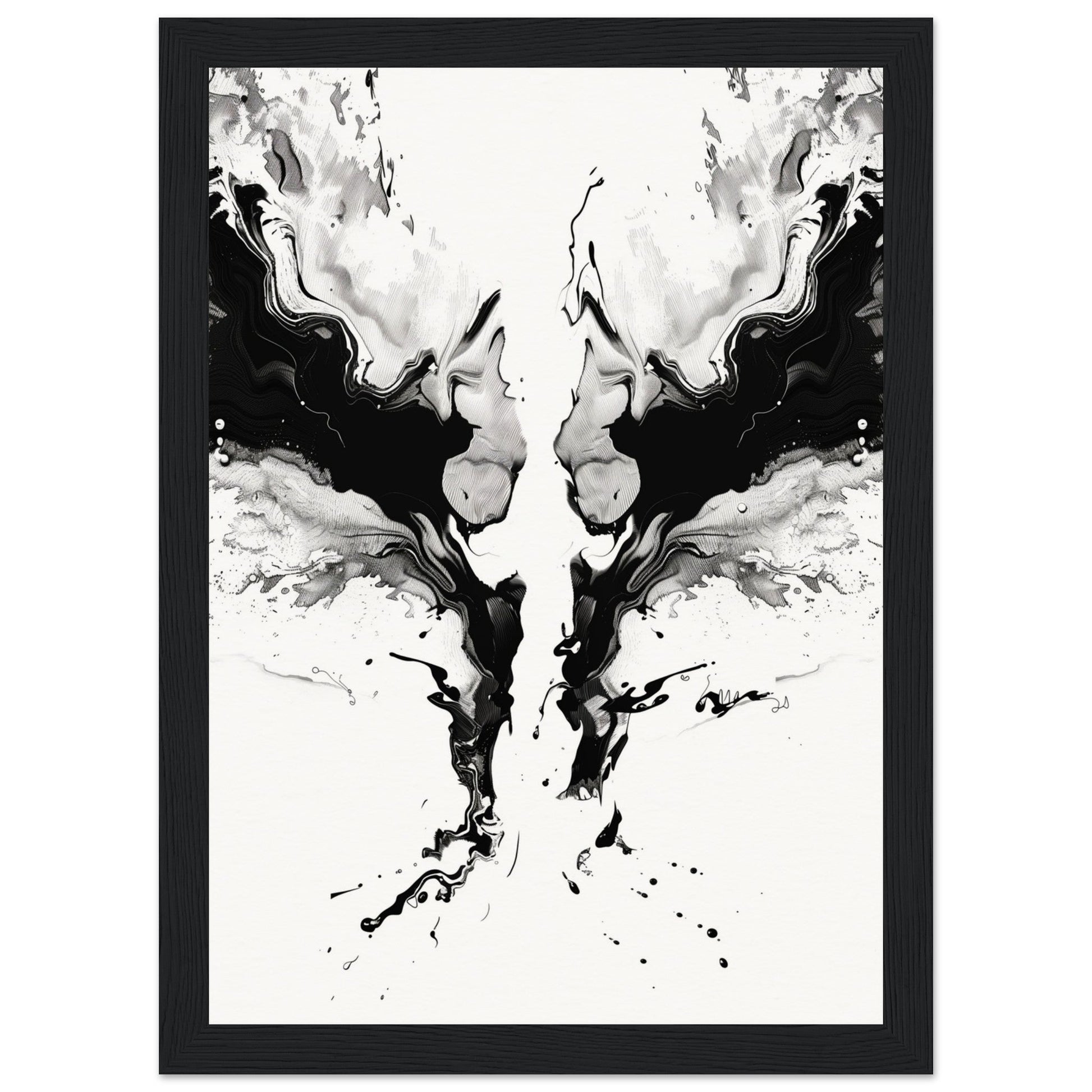 Affiche Art Abstrait Noir et Blanc ( 21x29.7-cm-Bois-noir)