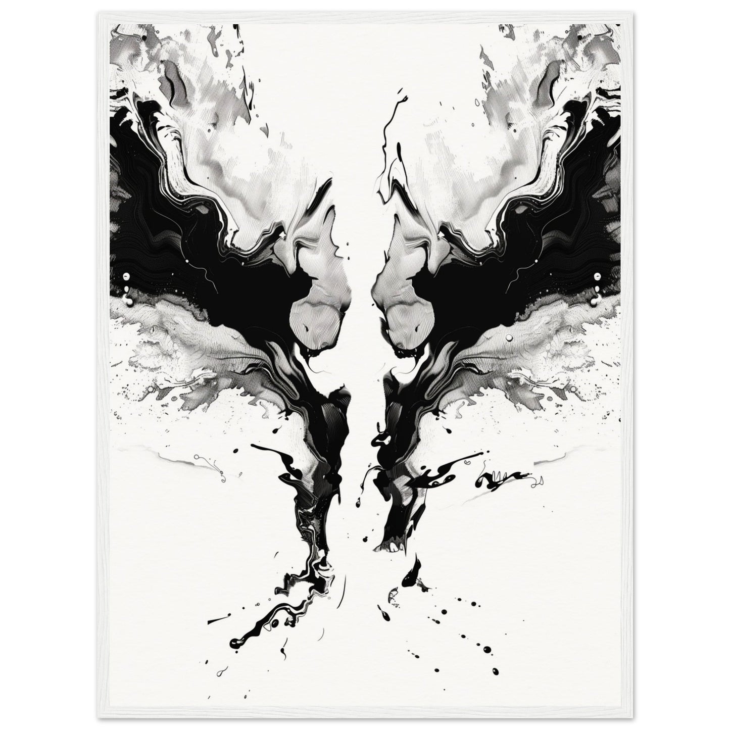 Affiche Art Abstrait Noir et Blanc ( 60x80-cm-Bois-blanc)