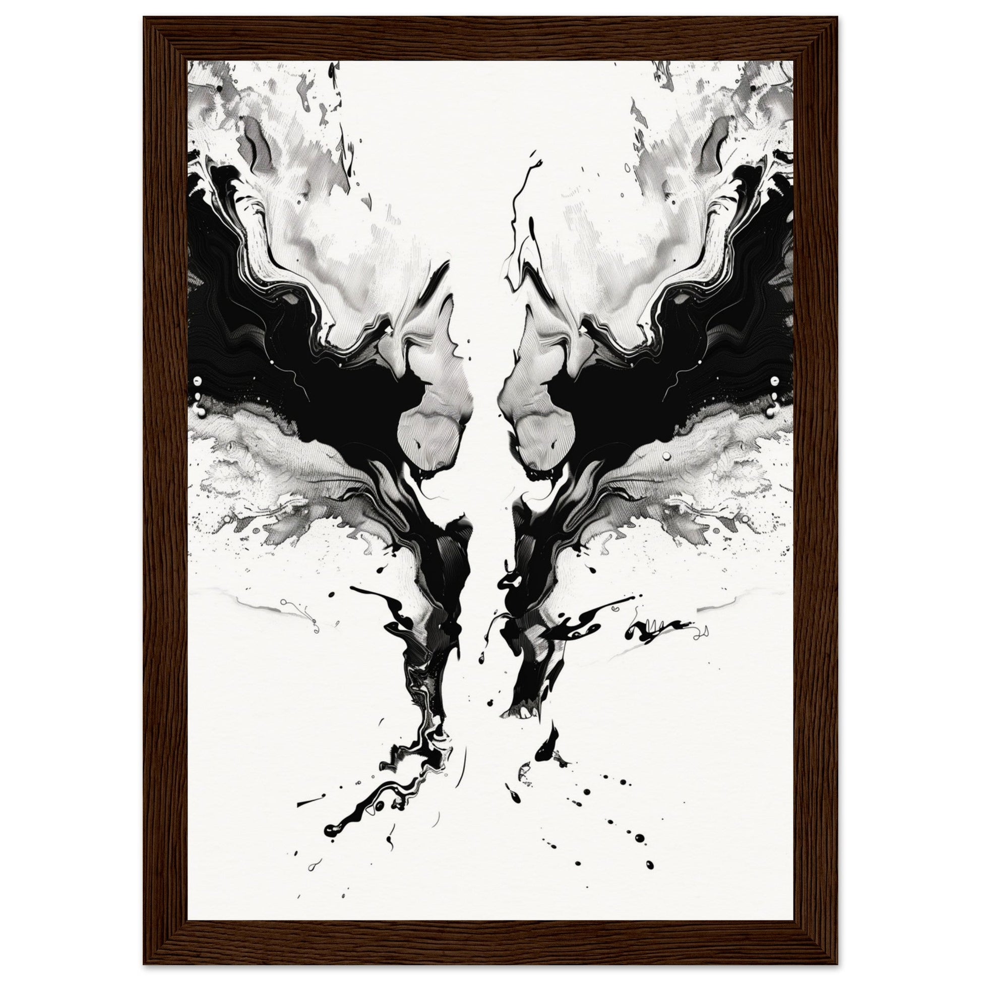 Affiche Art Abstrait Noir et Blanc ( 21x29.7-cm-Bois-foncé)